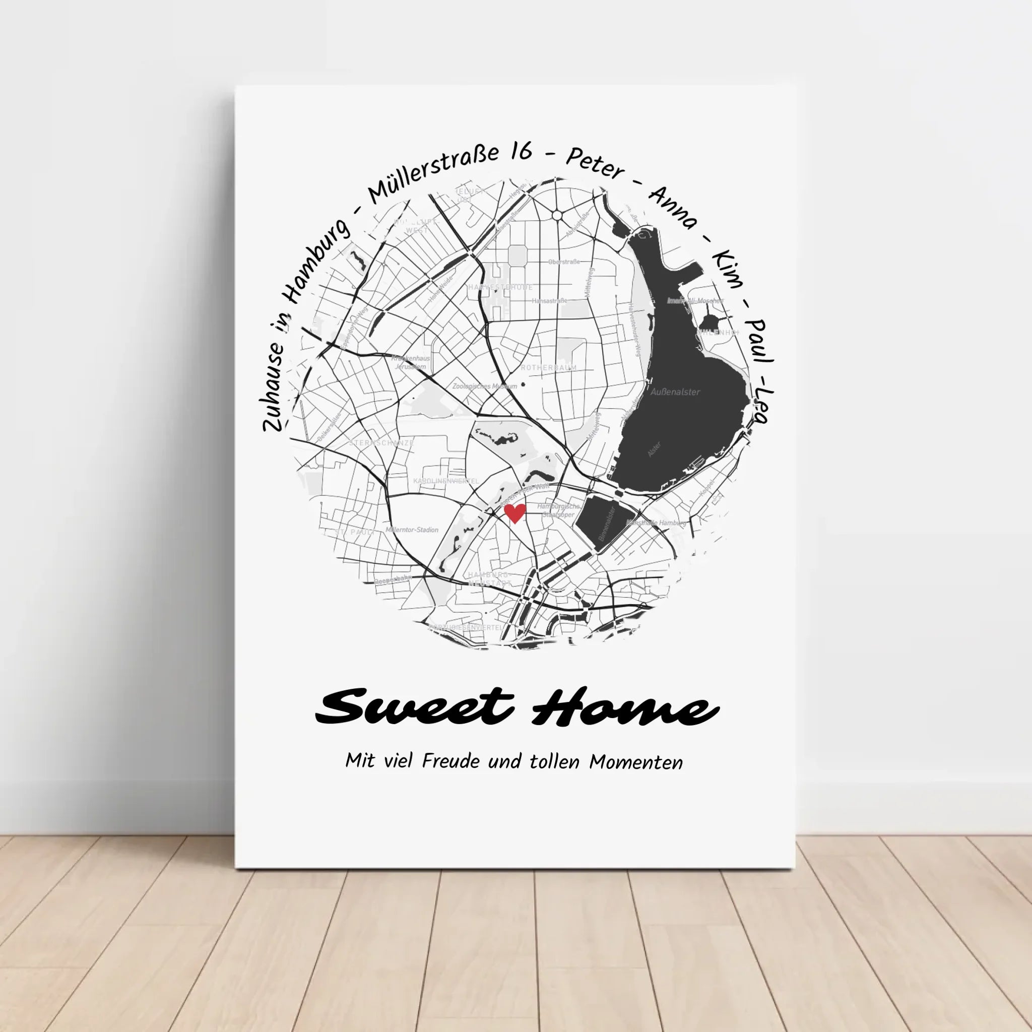 Zuhause Umzugsgeschenk Stadtkarte Koordinaten Poster personalisiert für neue Wohnung oder Haus - Cantty