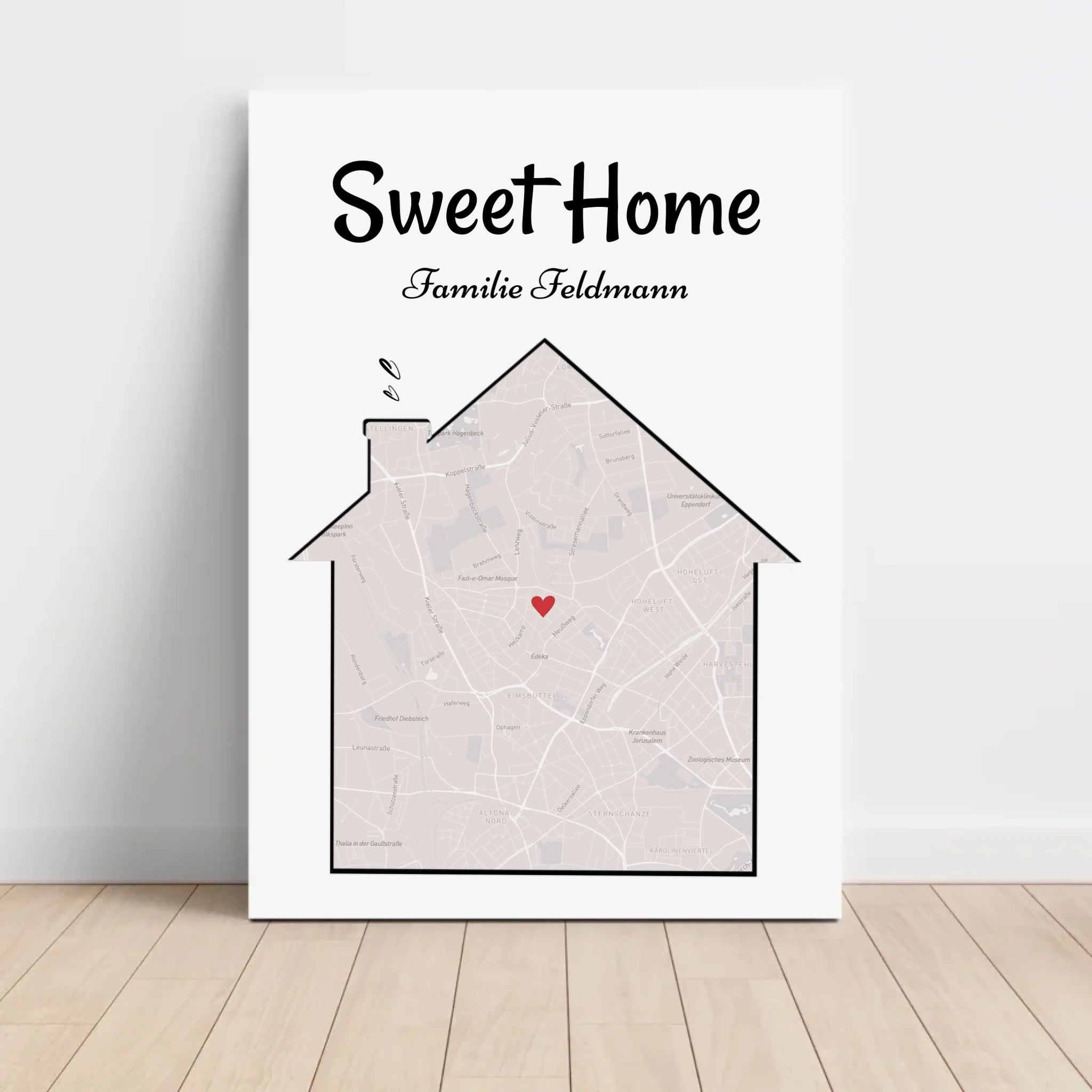 Neue Wohnung Haus Umzugsgeschenk Stadtkarte Koordinaten Poster personalisiert - Cantty