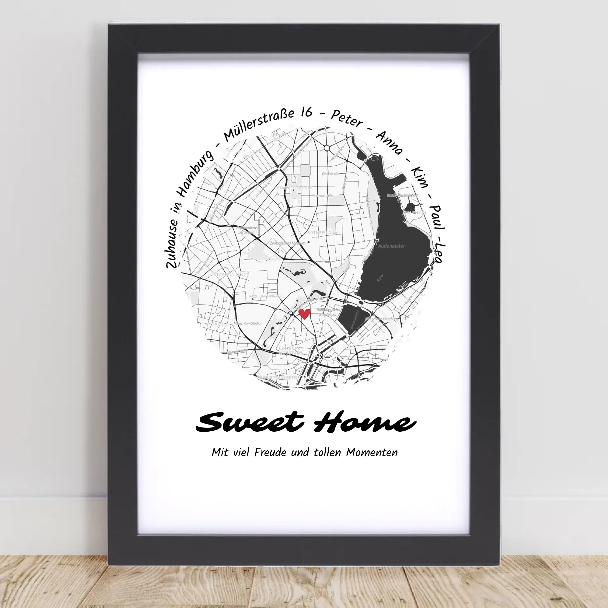 Zuhause Umzugsgeschenk Stadtkarte Koordinaten Poster personalisiert für neue Wohnung oder Haus - Cantty