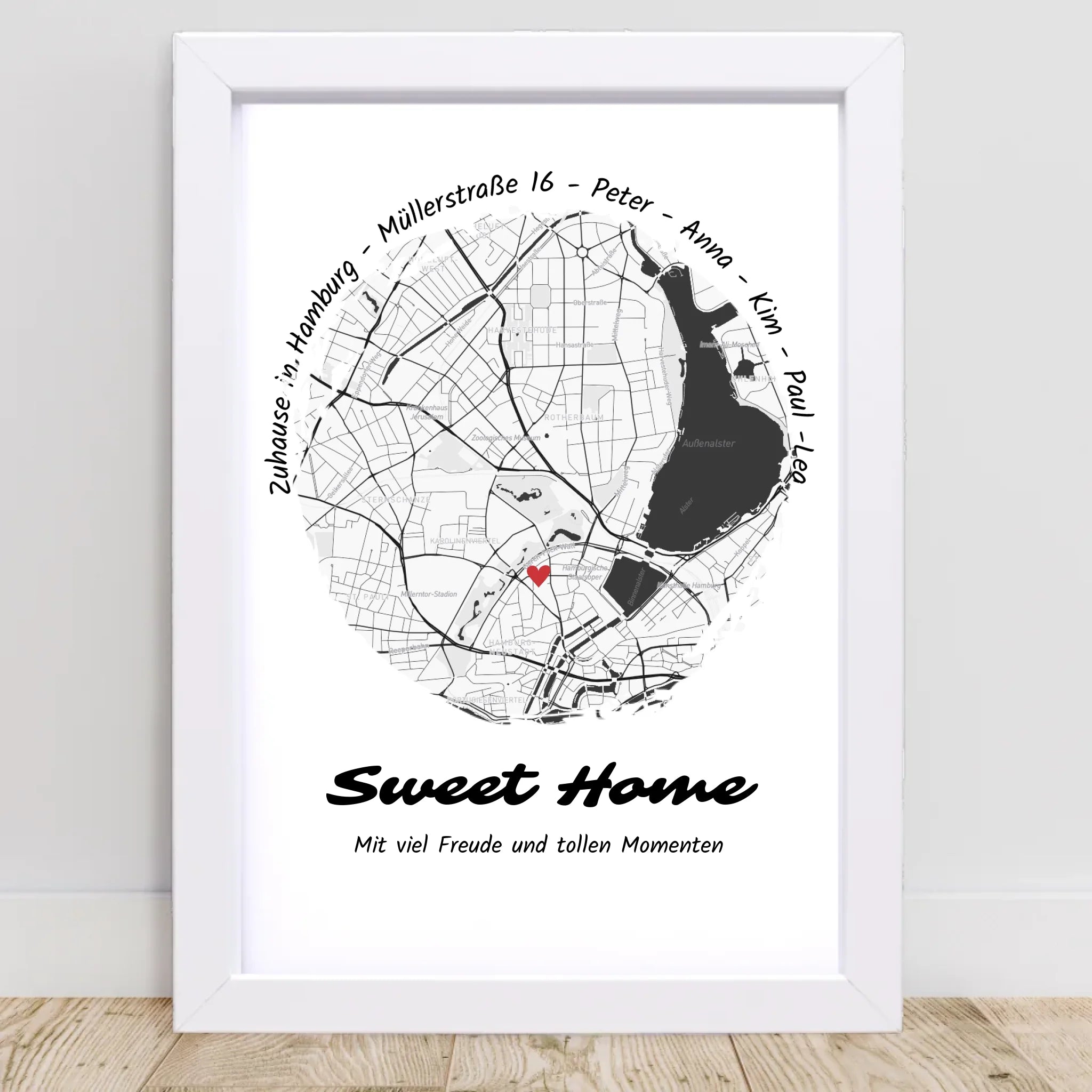 Zuhause Umzugsgeschenk Stadtkarte Koordinaten Poster personalisiert für neue Wohnung oder Haus - Cantty