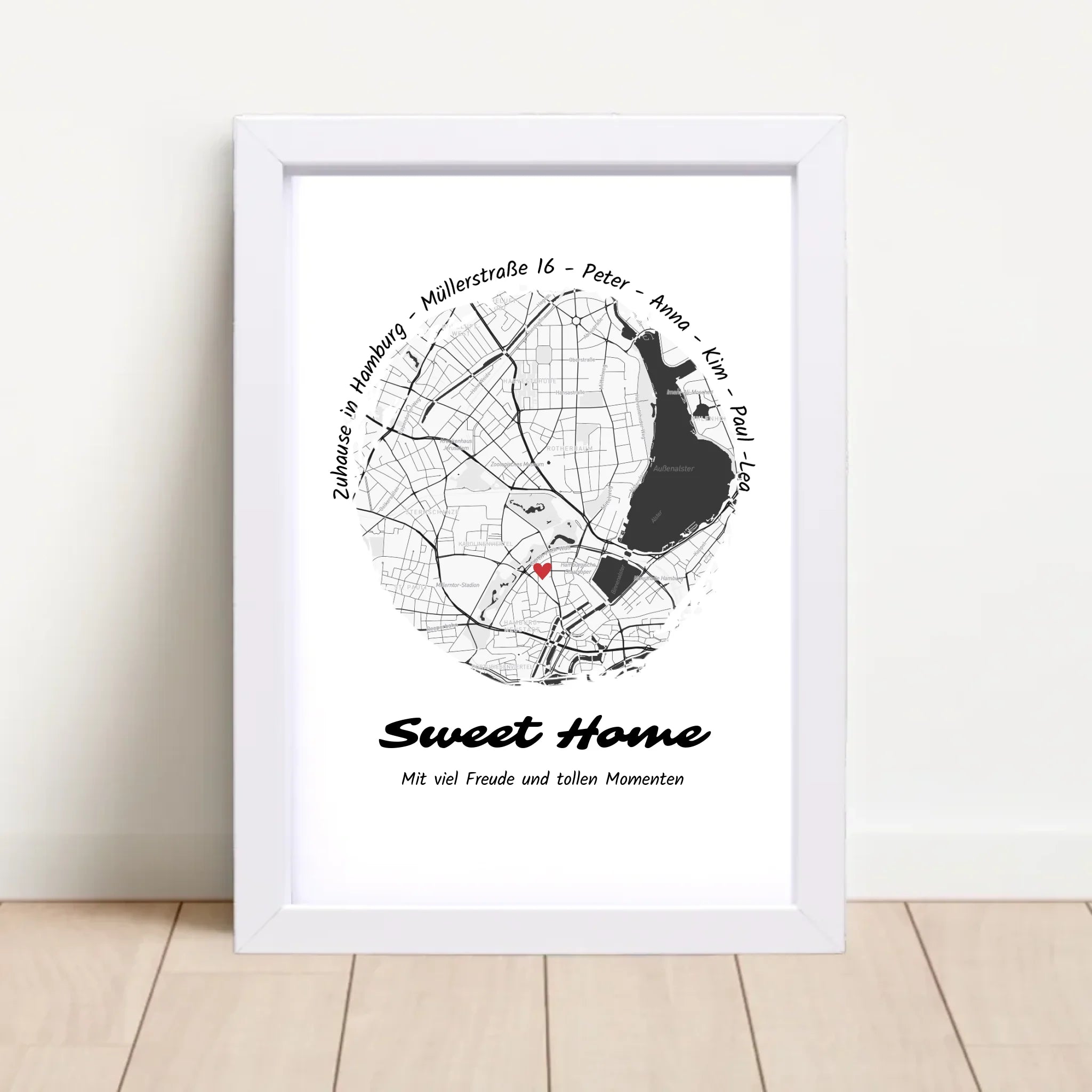 Zuhause Umzugsgeschenk Stadtkarte Koordinaten Poster personalisiert für neue Wohnung oder Haus - Cantty