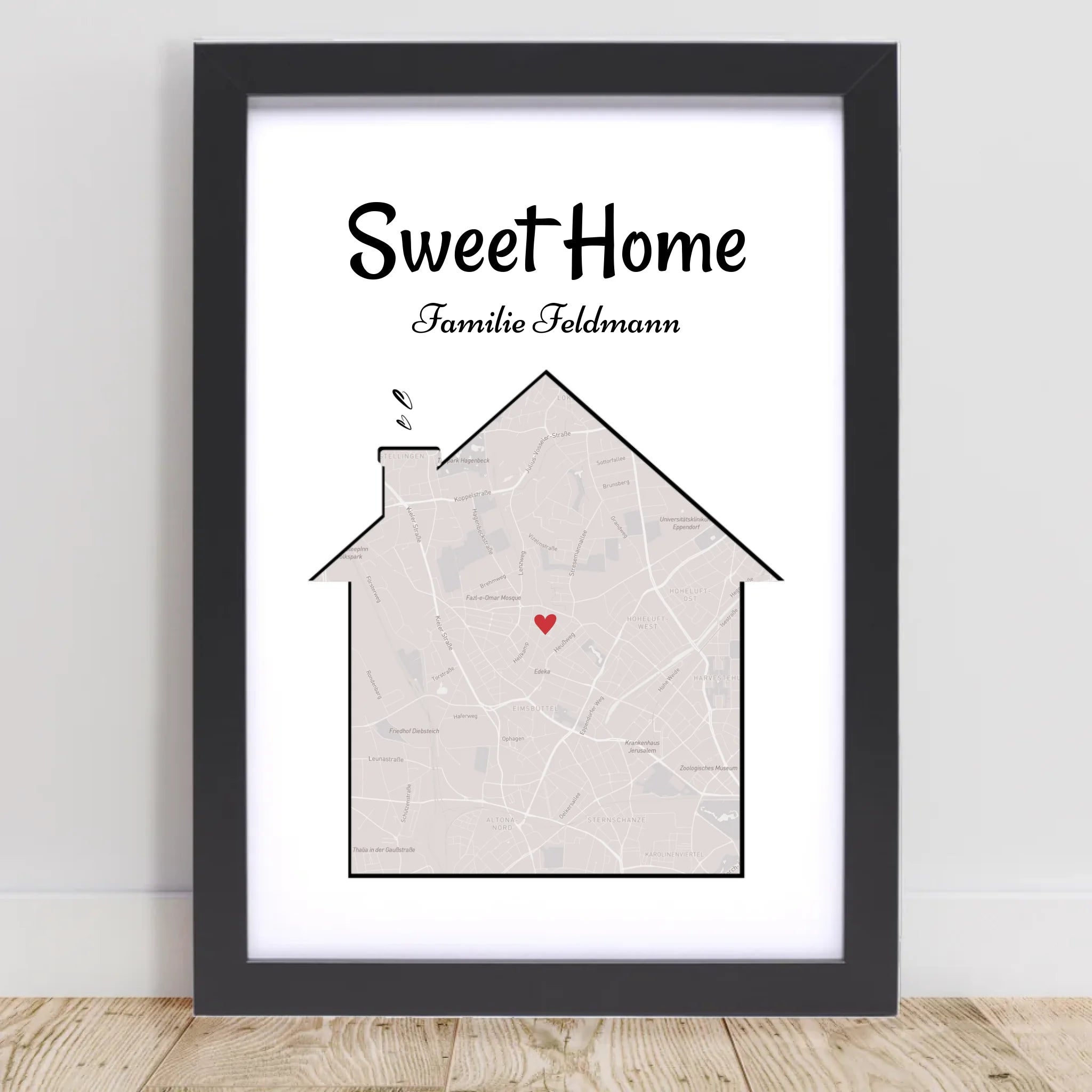 Neue Wohnung Haus Umzugsgeschenk Stadtkarte Koordinaten Poster personalisiert - Cantty