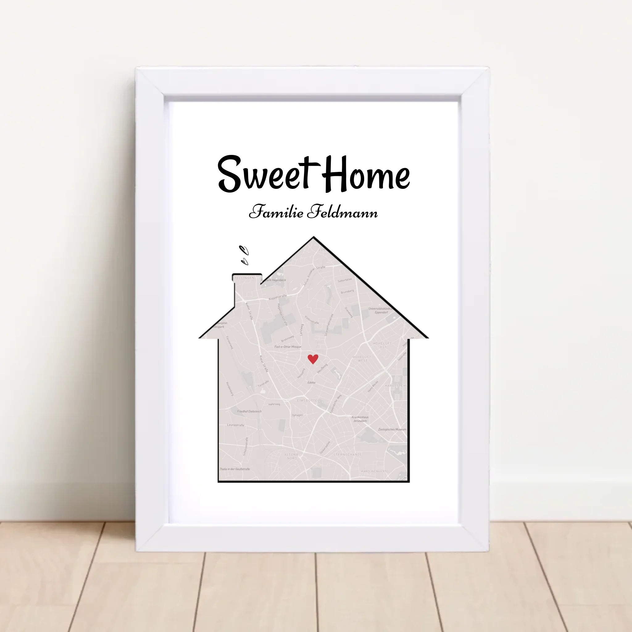 Neue Wohnung Haus Umzugsgeschenk Stadtkarte Koordinaten Poster personalisiert - Cantty