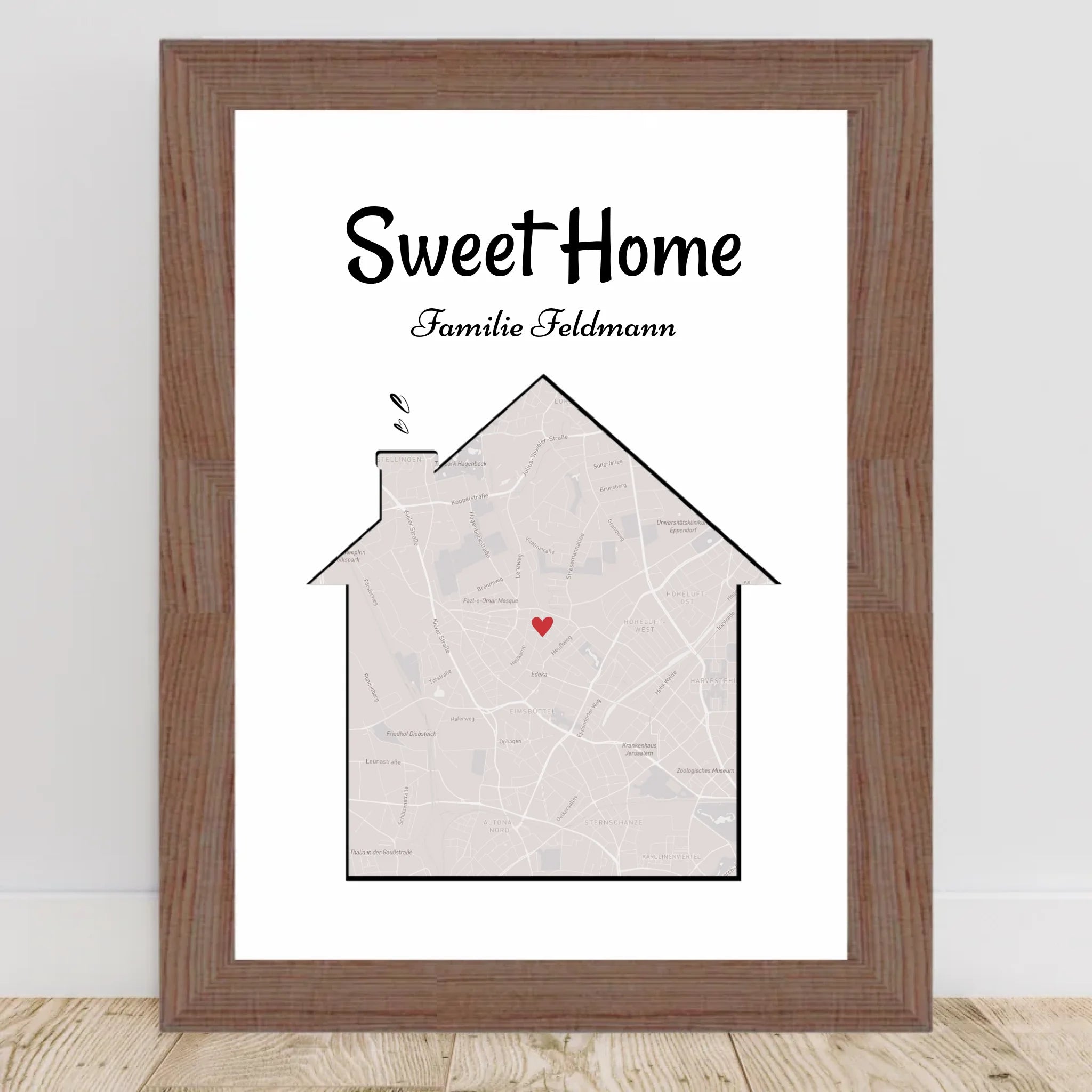 Neue Wohnung Haus Umzugsgeschenk Stadtkarte Koordinaten Poster personalisiert - Cantty