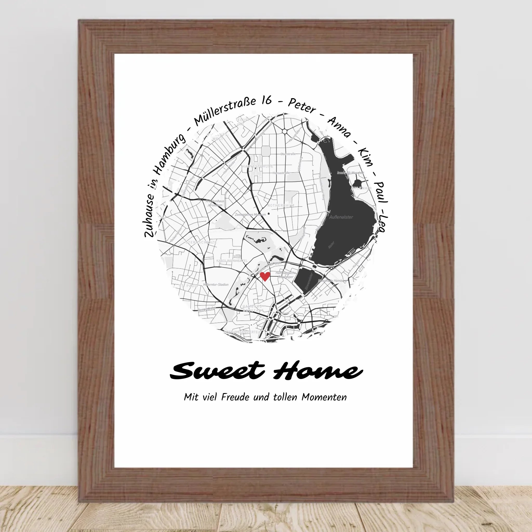 Zuhause Umzugsgeschenk Stadtkarte Koordinaten Poster personalisiert für neue Wohnung oder Haus - Cantty