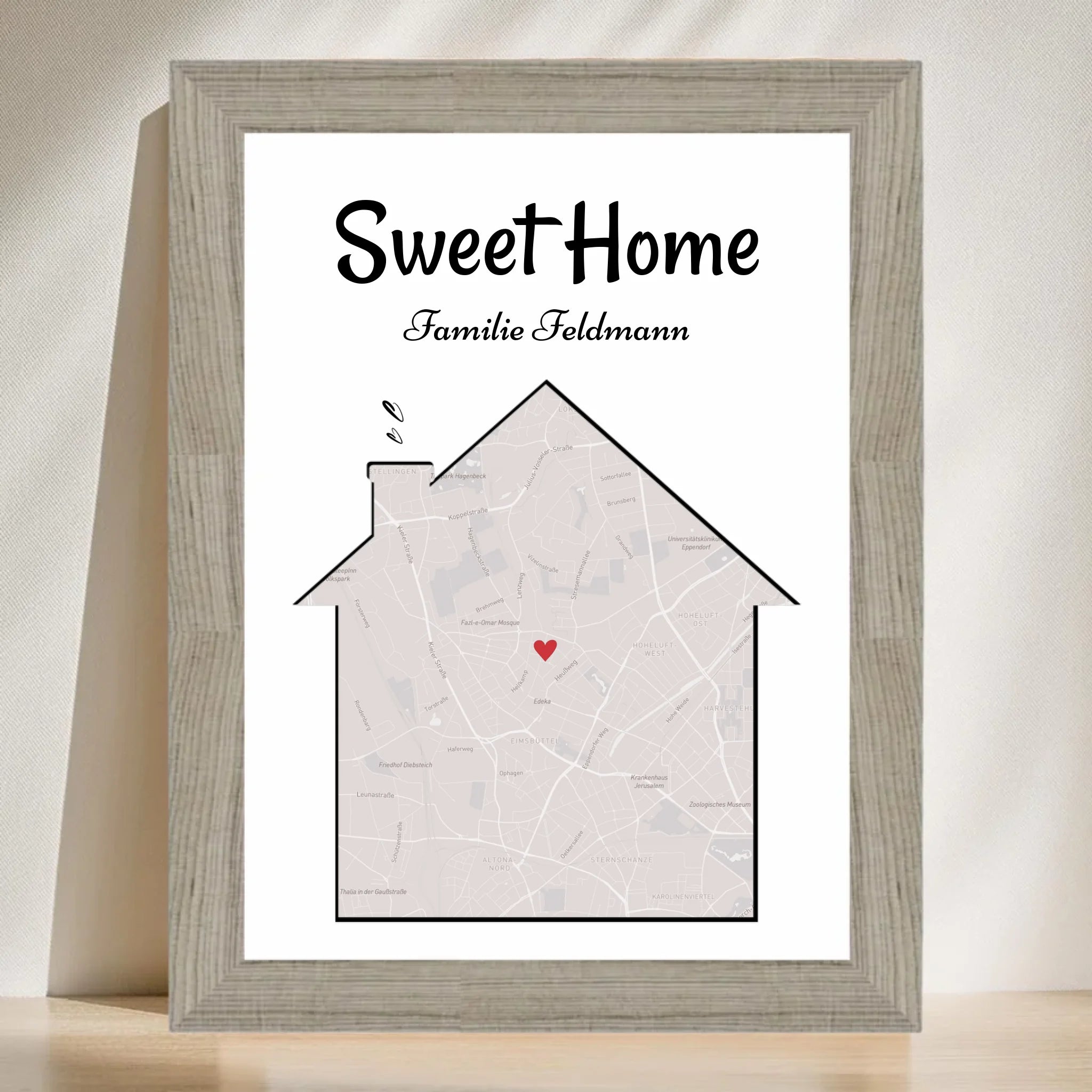 Neue Wohnung Haus Umzugsgeschenk Stadtkarte Koordinaten Poster personalisiert - Cantty