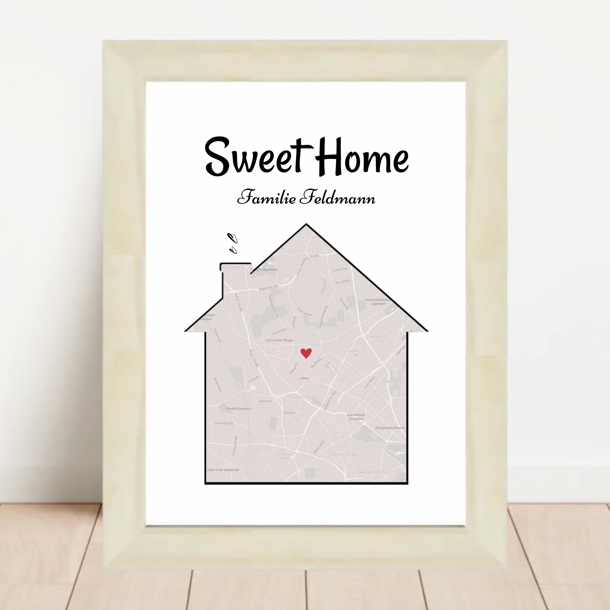 Neue Wohnung Haus Umzugsgeschenk Stadtkarte Koordinaten Poster personalisiert - Cantty