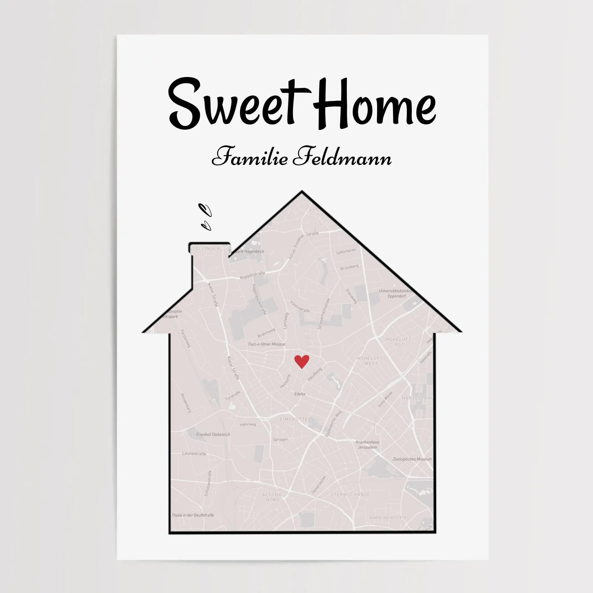 Neue Wohnung Haus Umzugsgeschenk Stadtkarte Koordinaten Poster personalisiert - Cantty