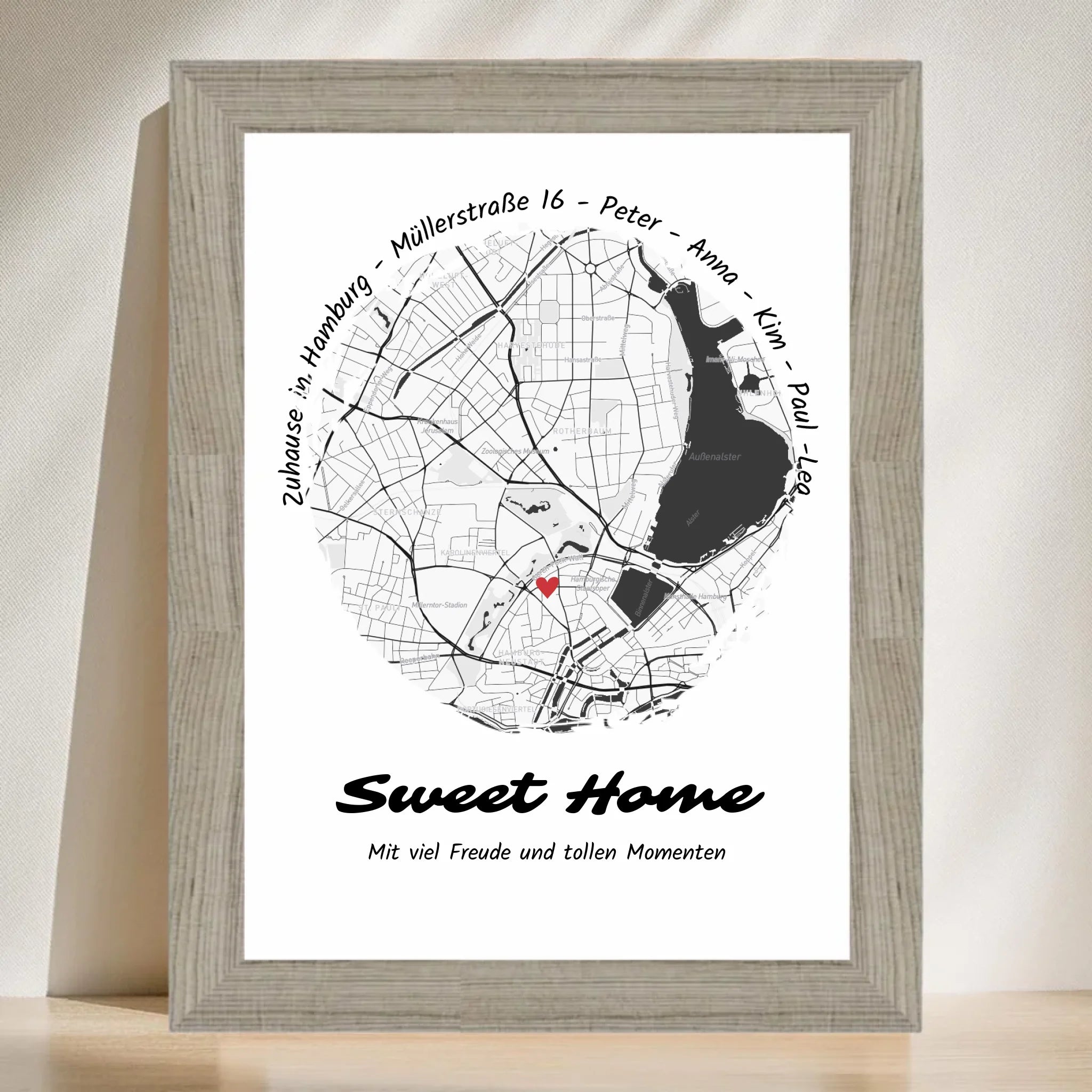 Zuhause Umzugsgeschenk Stadtkarte Koordinaten Poster personalisiert für neue Wohnung oder Haus - Cantty