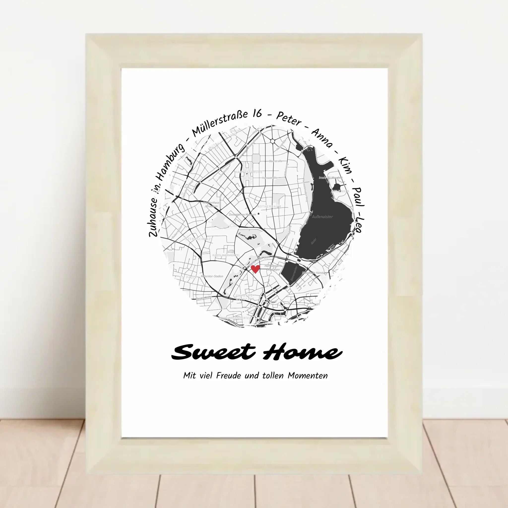 Zuhause Umzugsgeschenk Stadtkarte Koordinaten Poster personalisiert für neue Wohnung oder Haus - Cantty