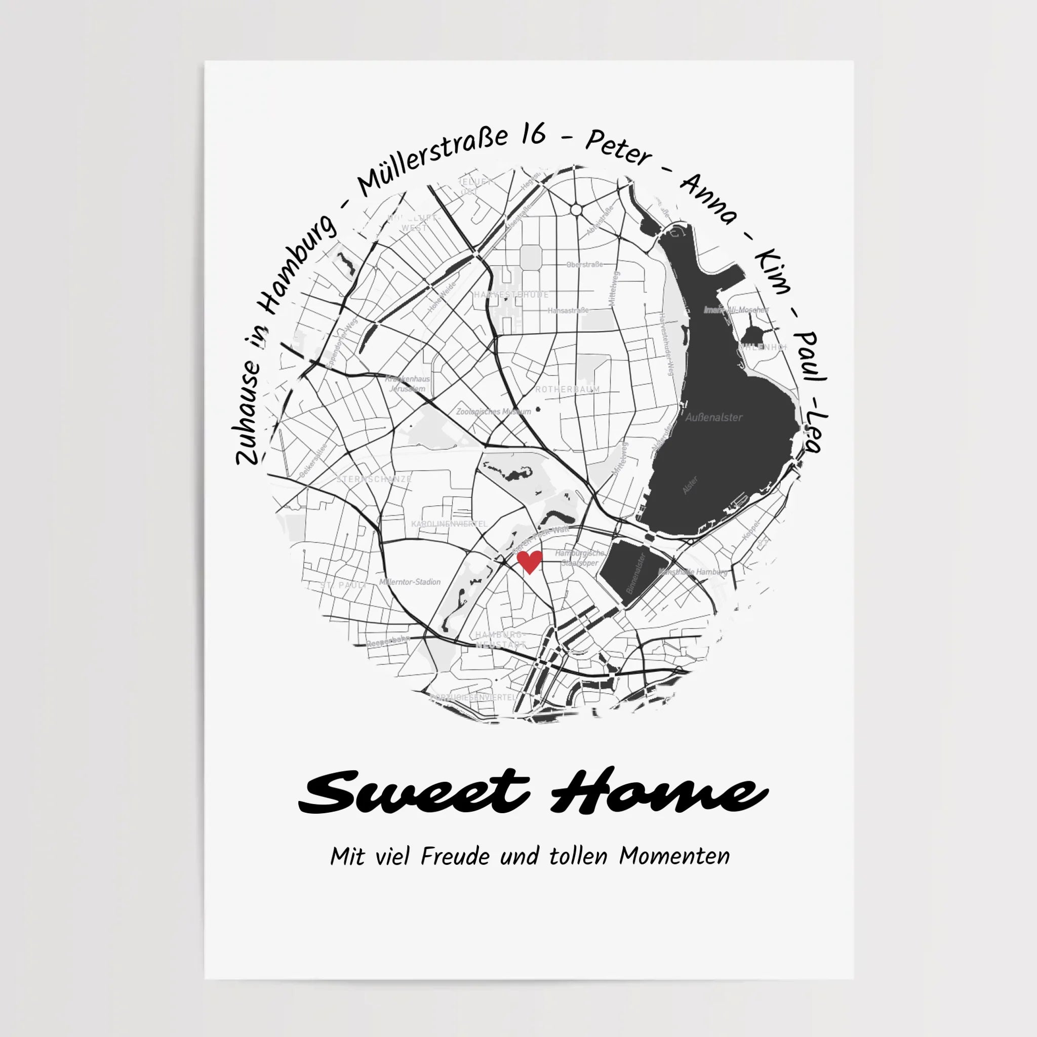 Zuhause Umzugsgeschenk Stadtkarte Koordinaten Poster personalisiert für neue Wohnung oder Haus - Cantty