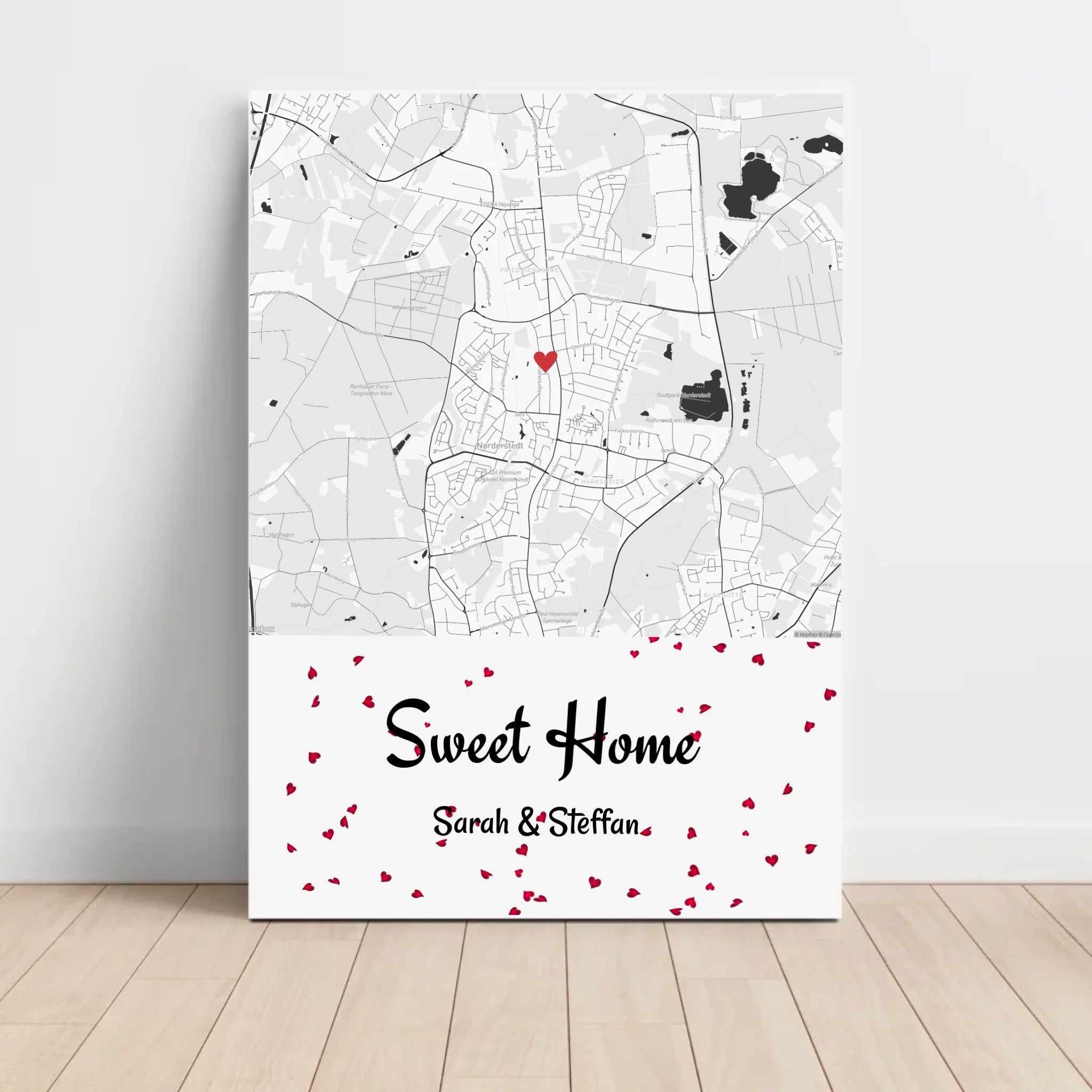 Neue erste gemainsame Wohnung Paar Gastgeschenk zum Einzug Stadtkarte Poster personalisiert - Cantty