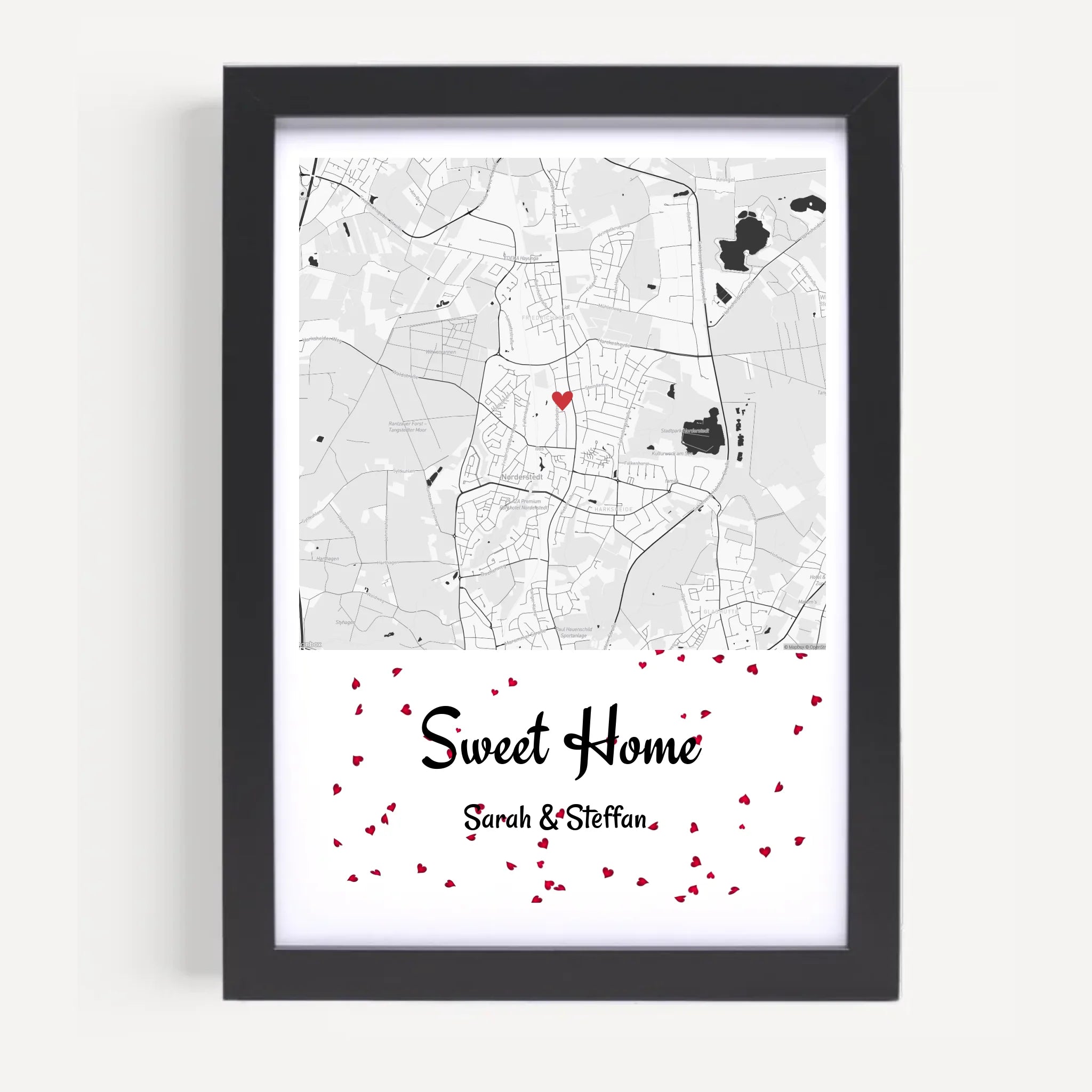 Neue erste gemainsame Wohnung Paar Gastgeschenk zum Einzug Stadtkarte Poster personalisiert - Cantty