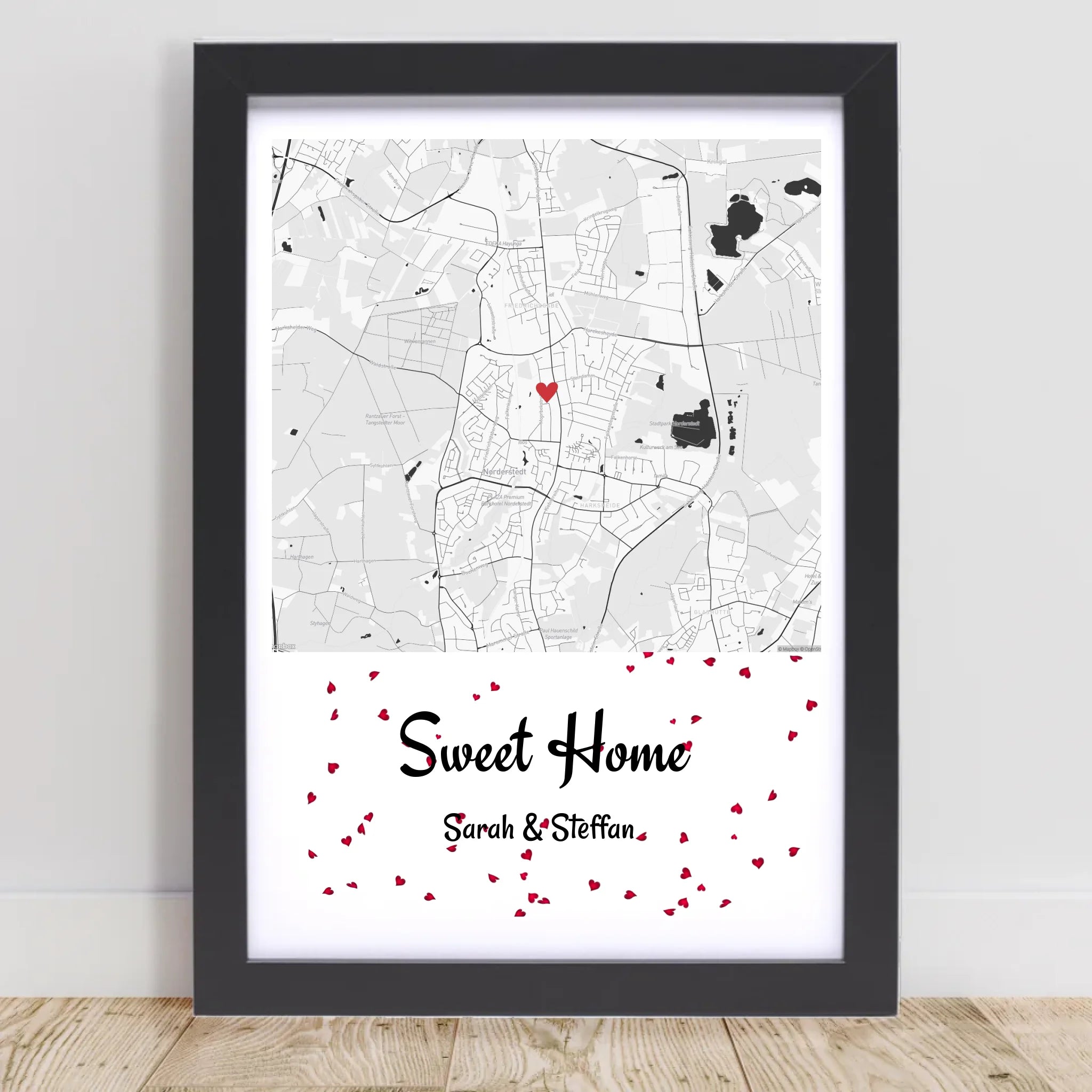 Neue erste gemainsame Wohnung Paar Gastgeschenk zum Einzug Stadtkarte Poster personalisiert - Cantty