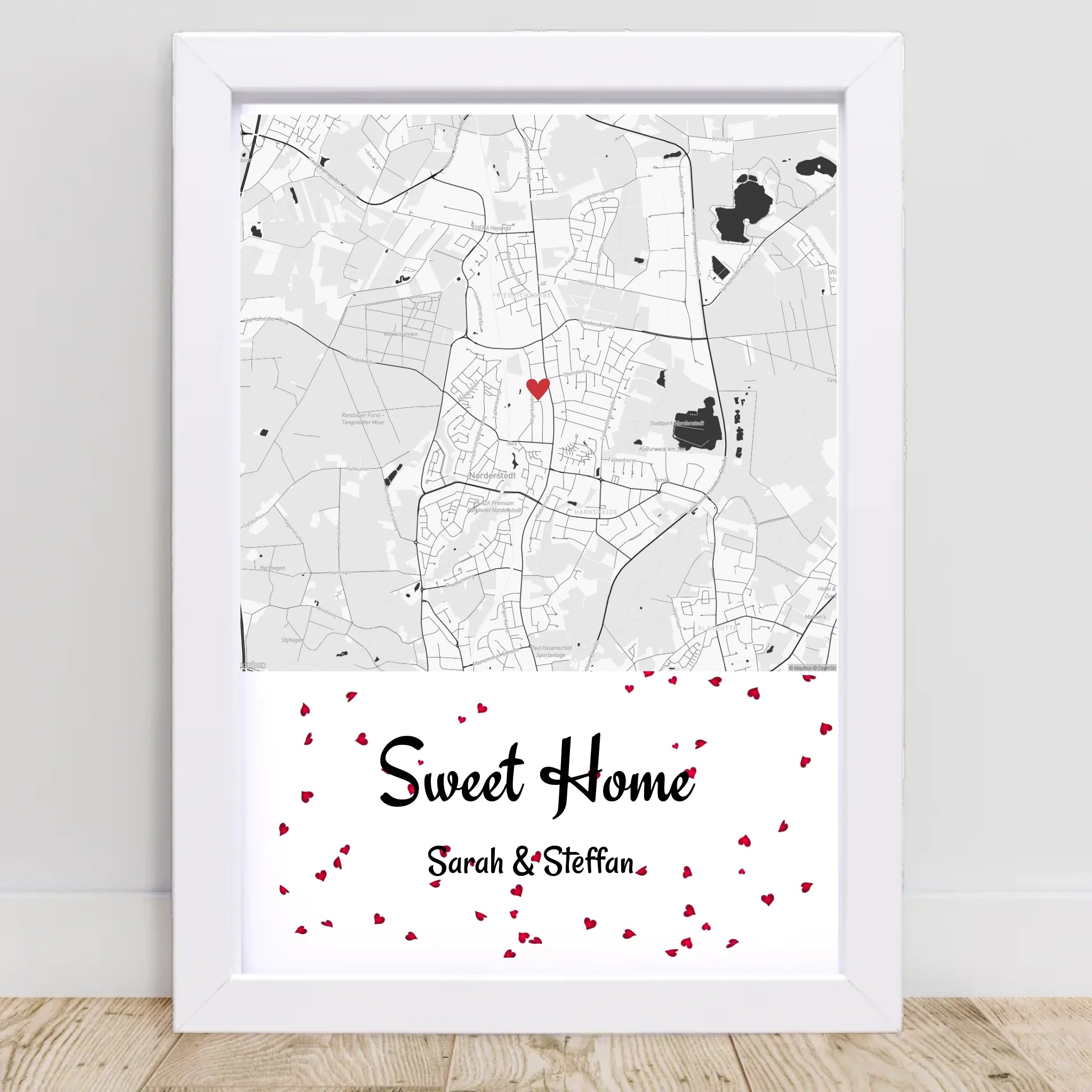 Neue erste gemainsame Wohnung Paar Gastgeschenk zum Einzug Stadtkarte Poster personalisiert - Cantty