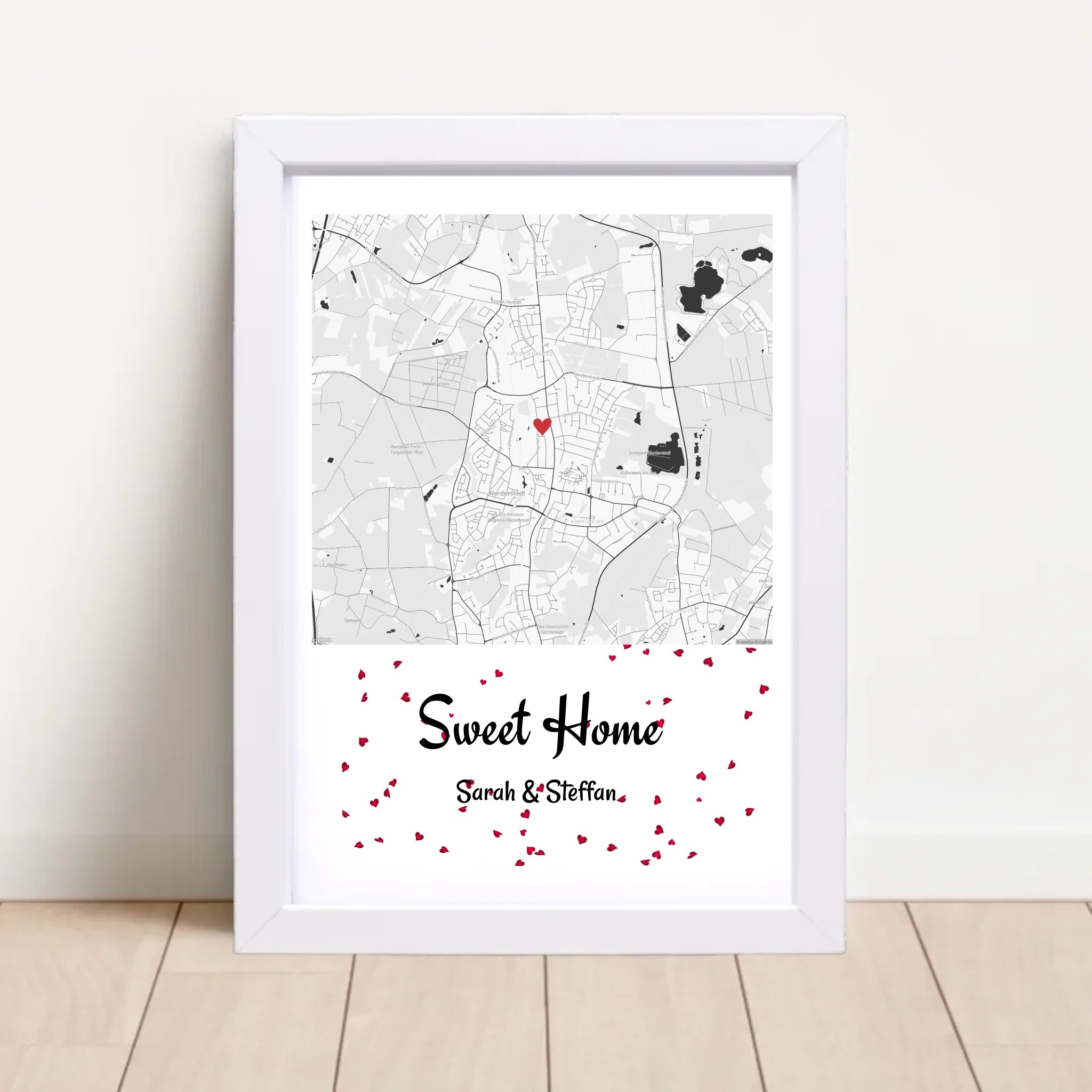 Neue erste gemainsame Wohnung Paar Gastgeschenk zum Einzug Stadtkarte Poster personalisiert - Cantty