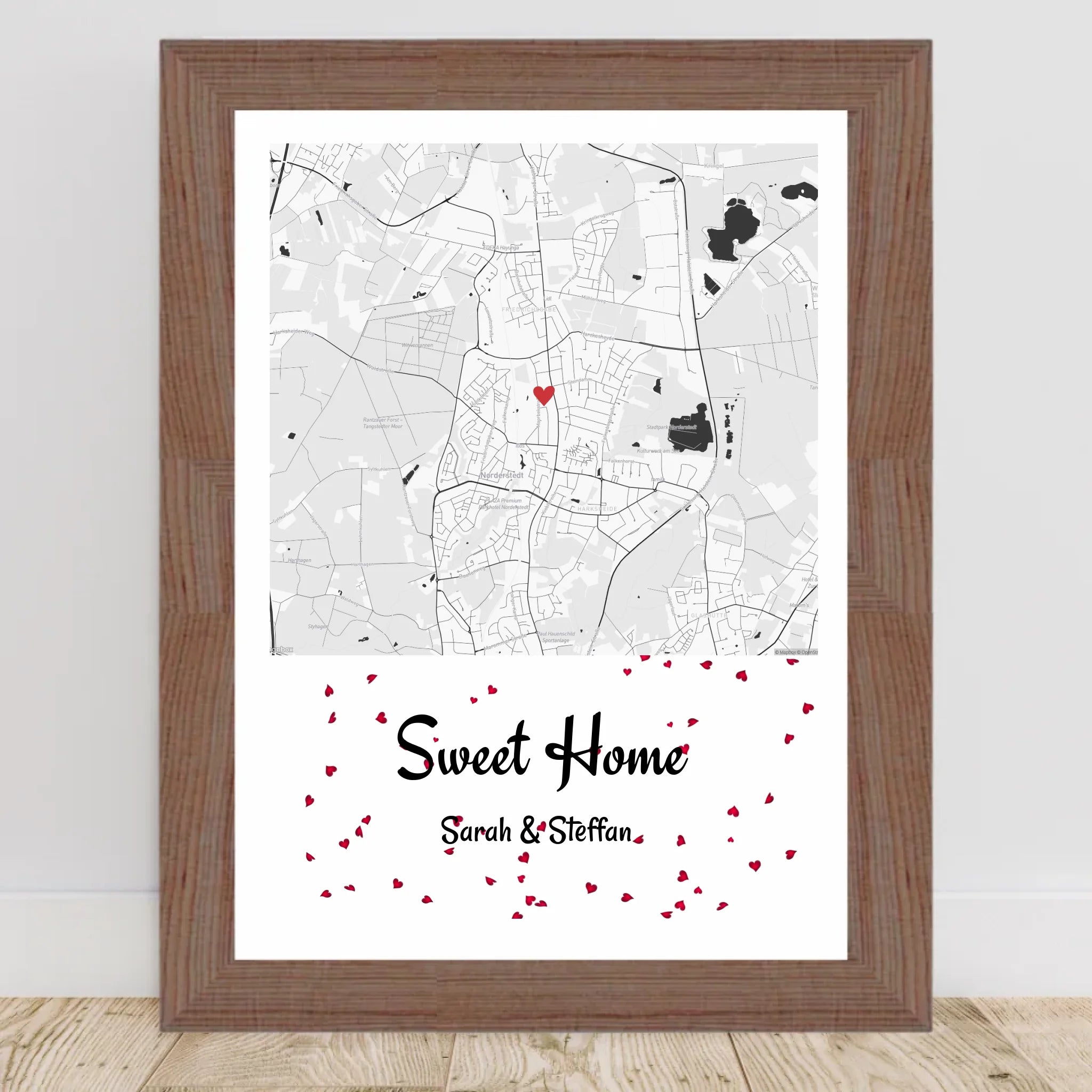 Neue erste gemainsame Wohnung Paar Gastgeschenk zum Einzug Stadtkarte Poster personalisiert - Cantty