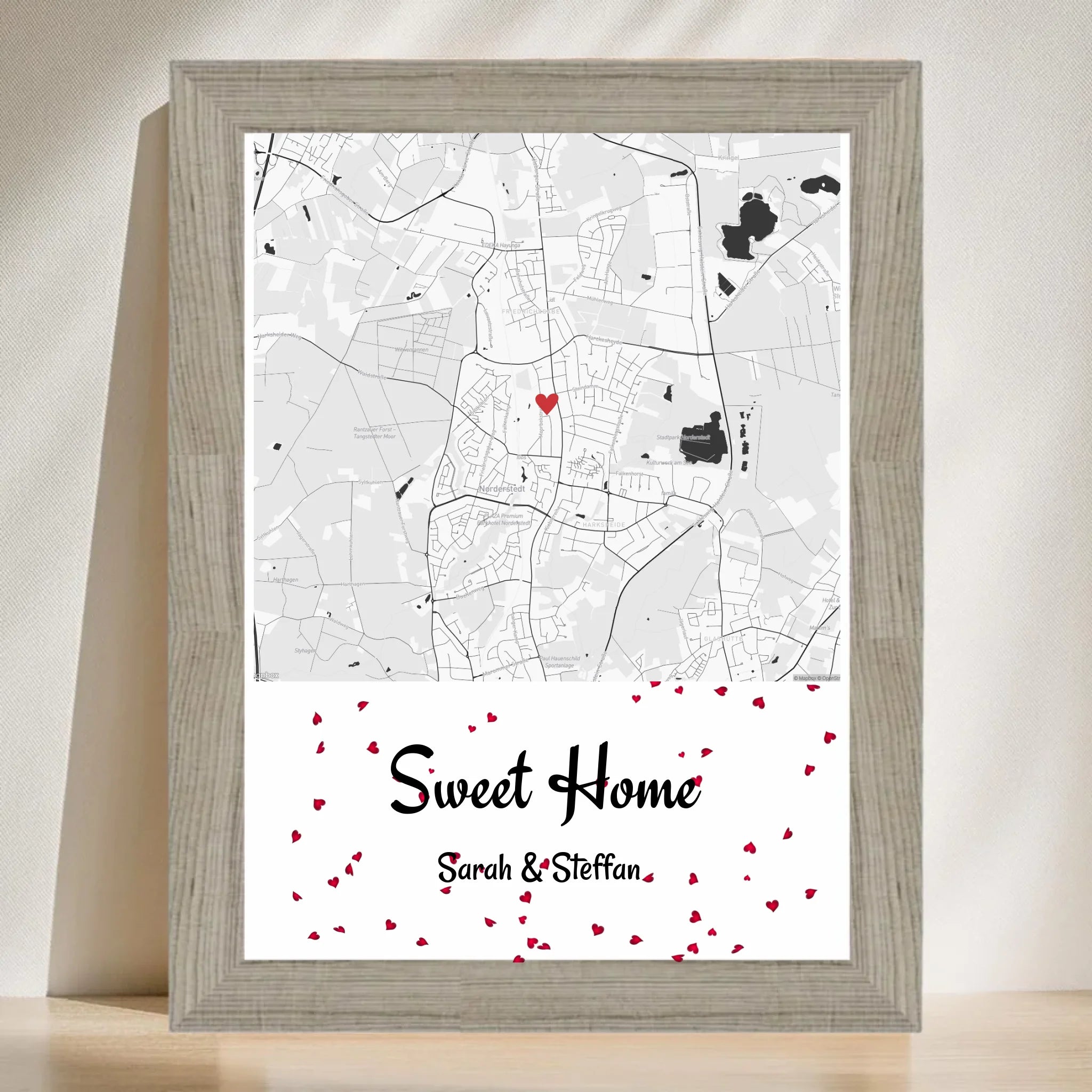 Neue erste gemainsame Wohnung Paar Gastgeschenk zum Einzug Stadtkarte Poster personalisiert - Cantty