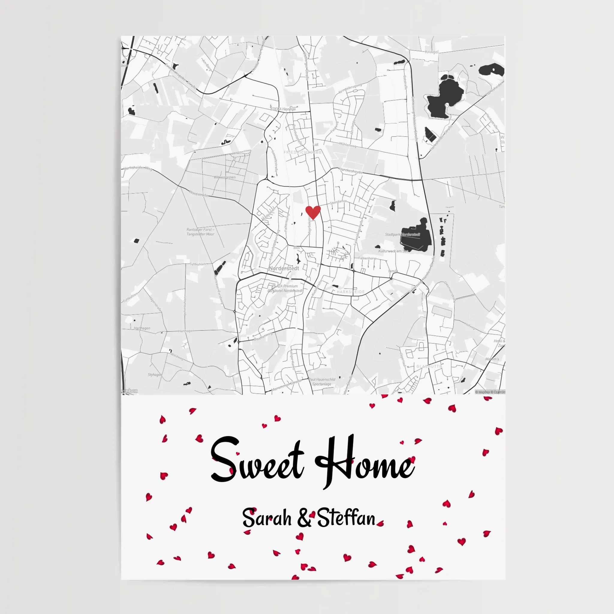 Neue erste gemainsame Wohnung Paar Gastgeschenk zum Einzug Stadtkarte Poster personalisiert - Cantty