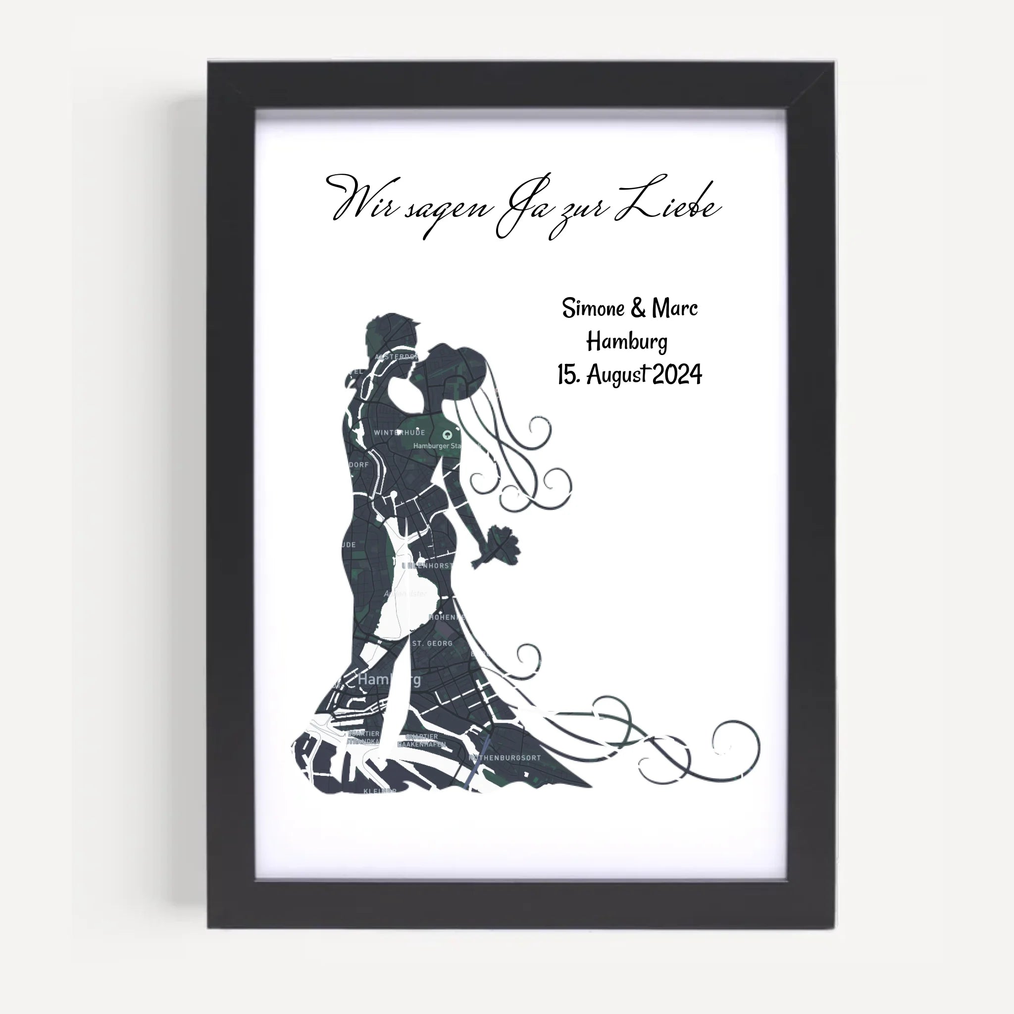 Brautpaar Koordinaten Bild Hochzeitsgeschenk Stadtkarte personalisiert - Cantty