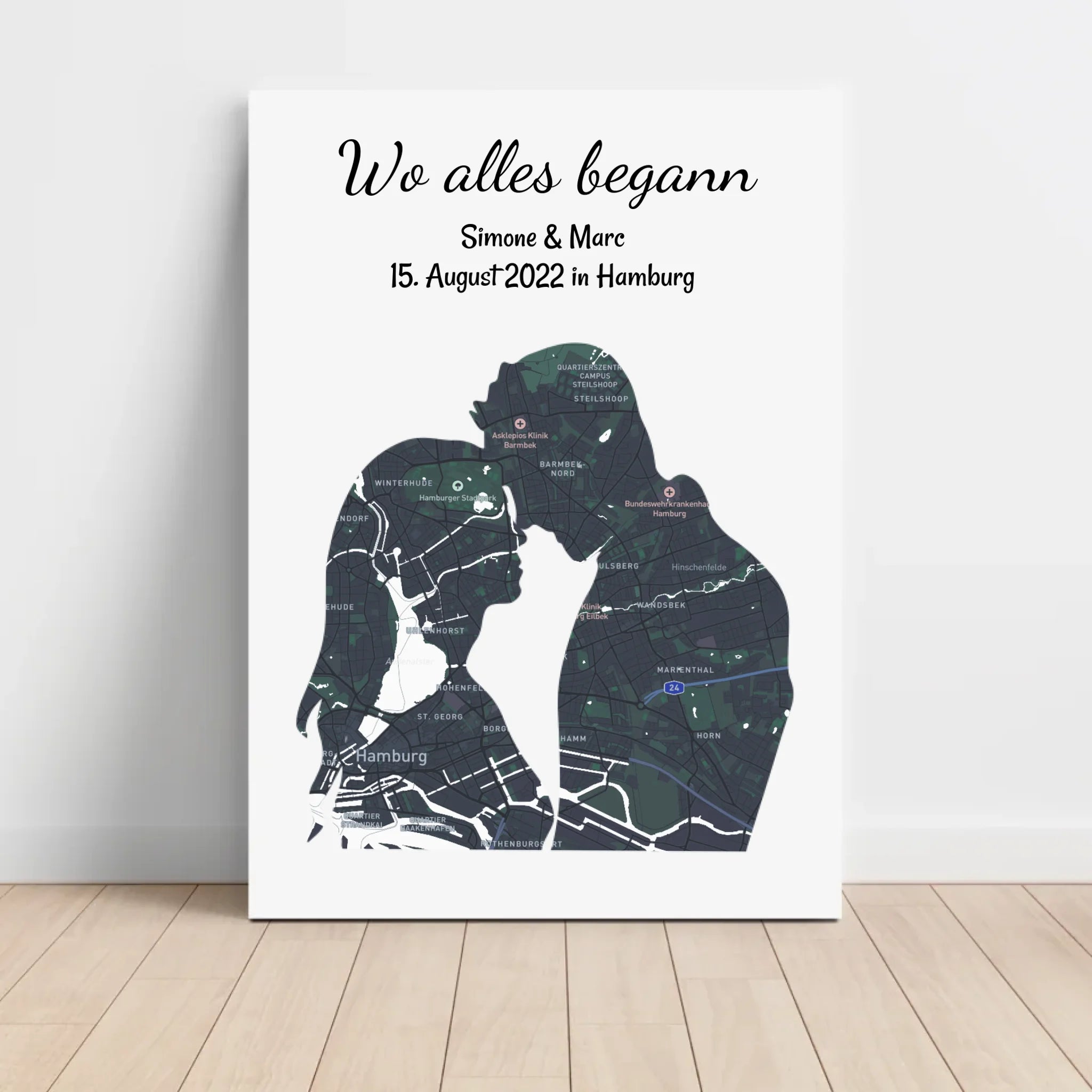 Wo alles begann Paar Stadtkarte Koordinaten Poster Geschenk zum Jahrestag & Hochzeitstag personalisiert - Cantty