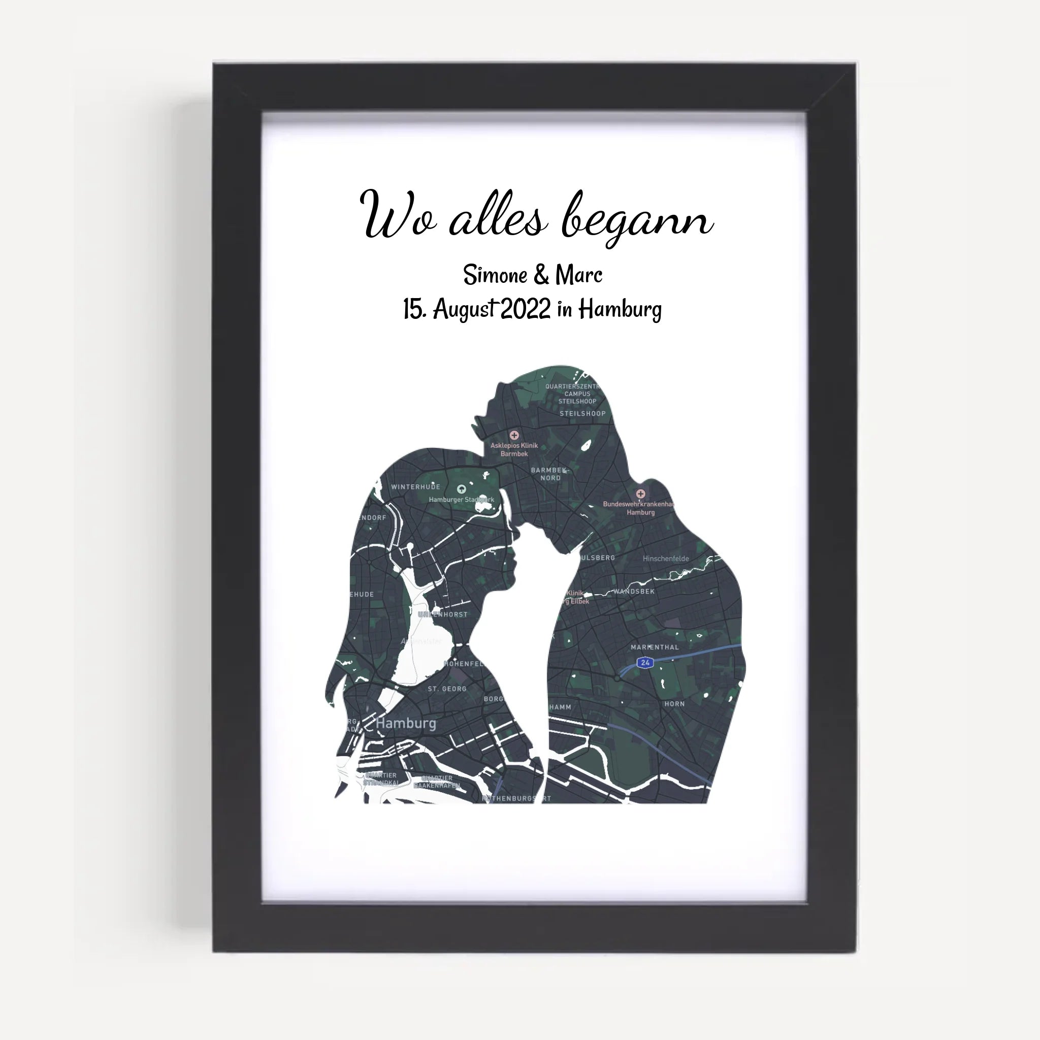 Wo alles begann Paar Stadtkarte Koordinaten Poster Geschenk zum Jahrestag & Hochzeitstag personalisiert - Cantty