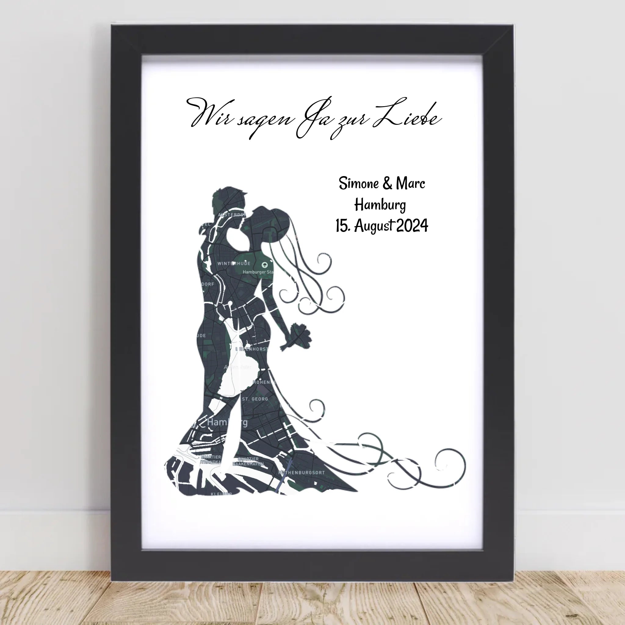 Brautpaar Koordinaten Bild Hochzeitsgeschenk Stadtkarte personalisiert - Cantty