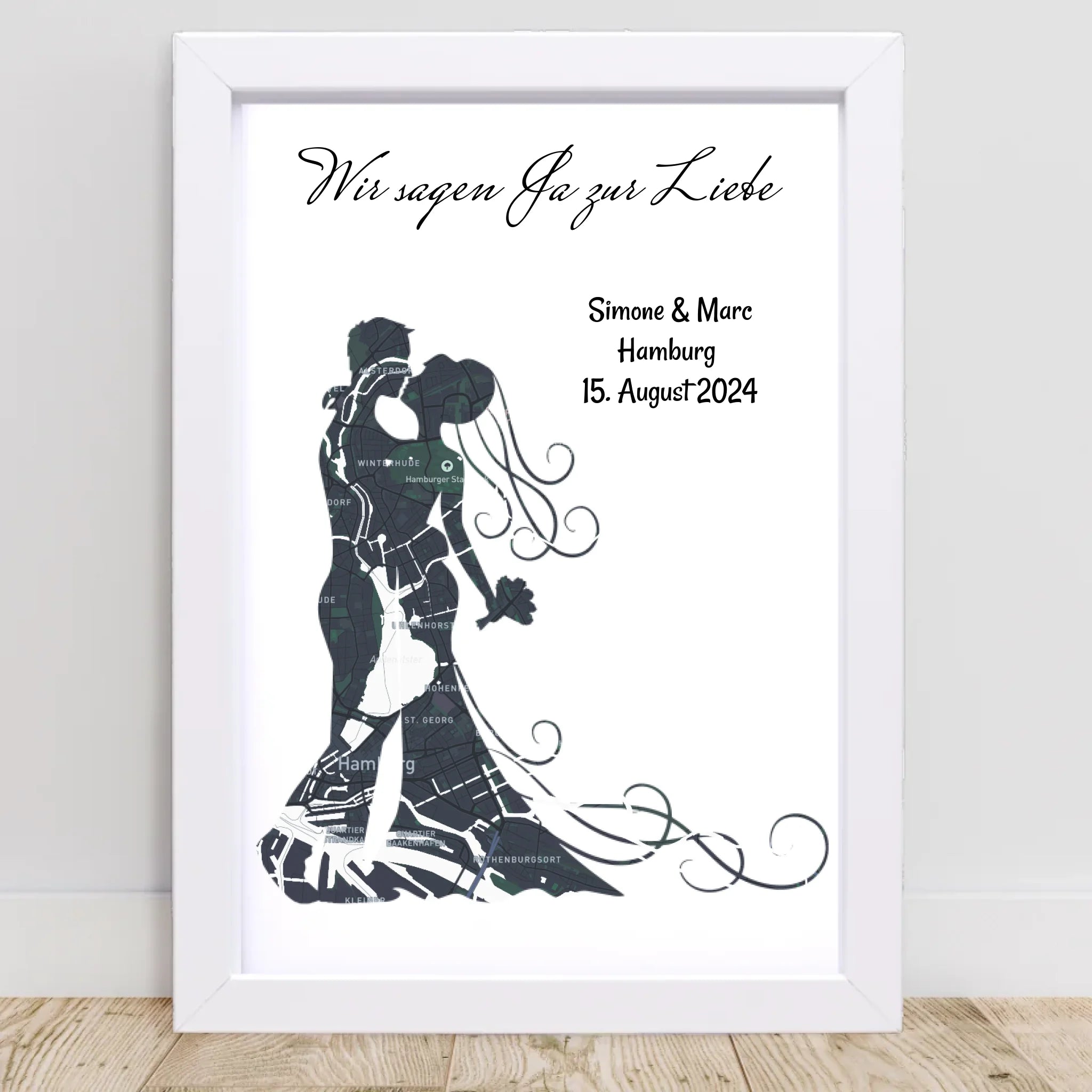 Brautpaar Koordinaten Bild Hochzeitsgeschenk Stadtkarte personalisiert - Cantty