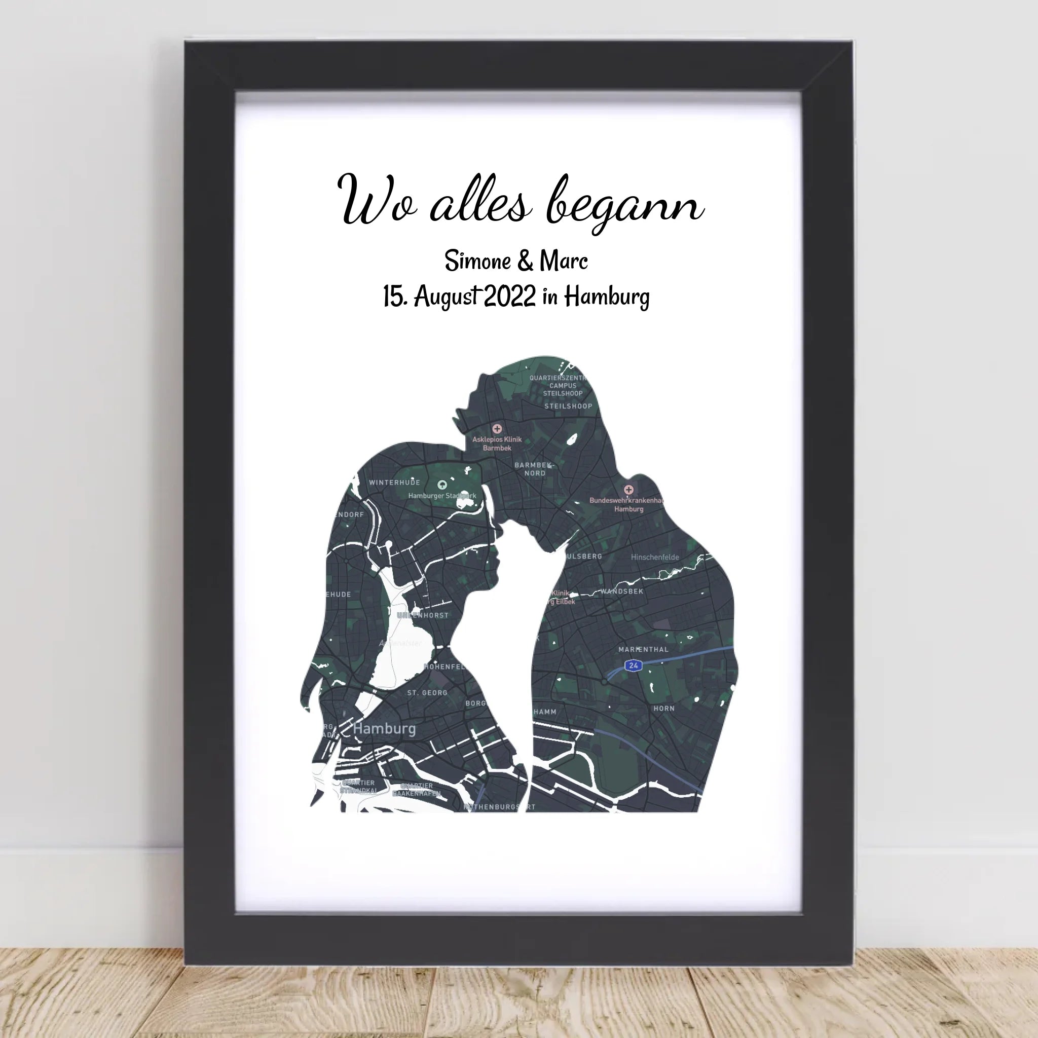Wo alles begann Paar Stadtkarte Koordinaten Poster Geschenk zum Jahrestag & Hochzeitstag personalisiert - Cantty