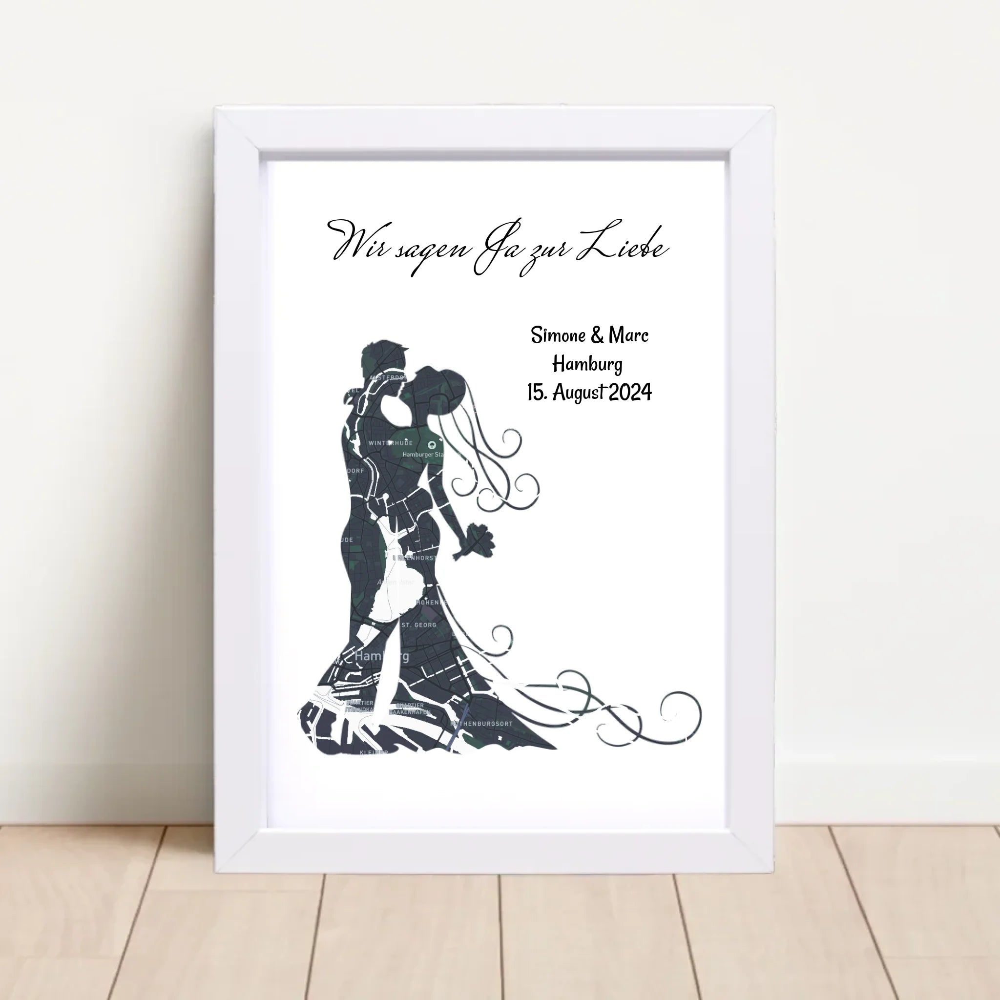 Brautpaar Koordinaten Bild Hochzeitsgeschenk Stadtkarte personalisiert - Cantty