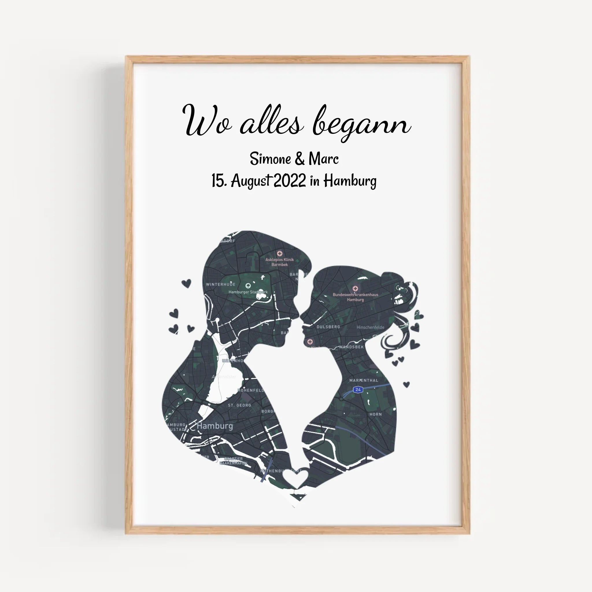 Liebespaar Jahrestagsgeschenk Straßenkarte Koordinaten Poster personalisiert - Cantty