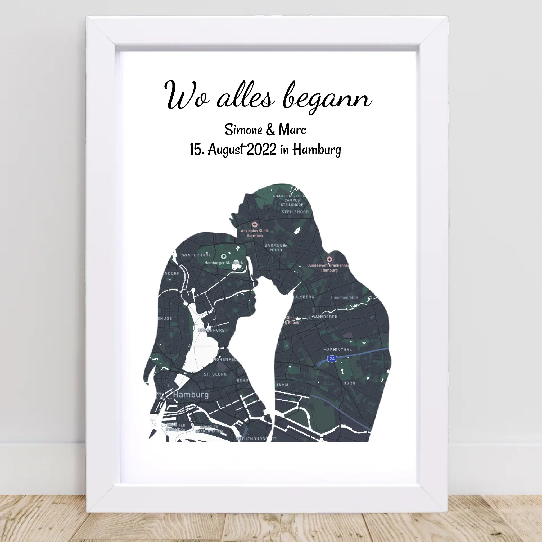Wo alles begann Paar Stadtkarte Koordinaten Poster Geschenk zum Jahrestag & Hochzeitstag personalisiert - Cantty