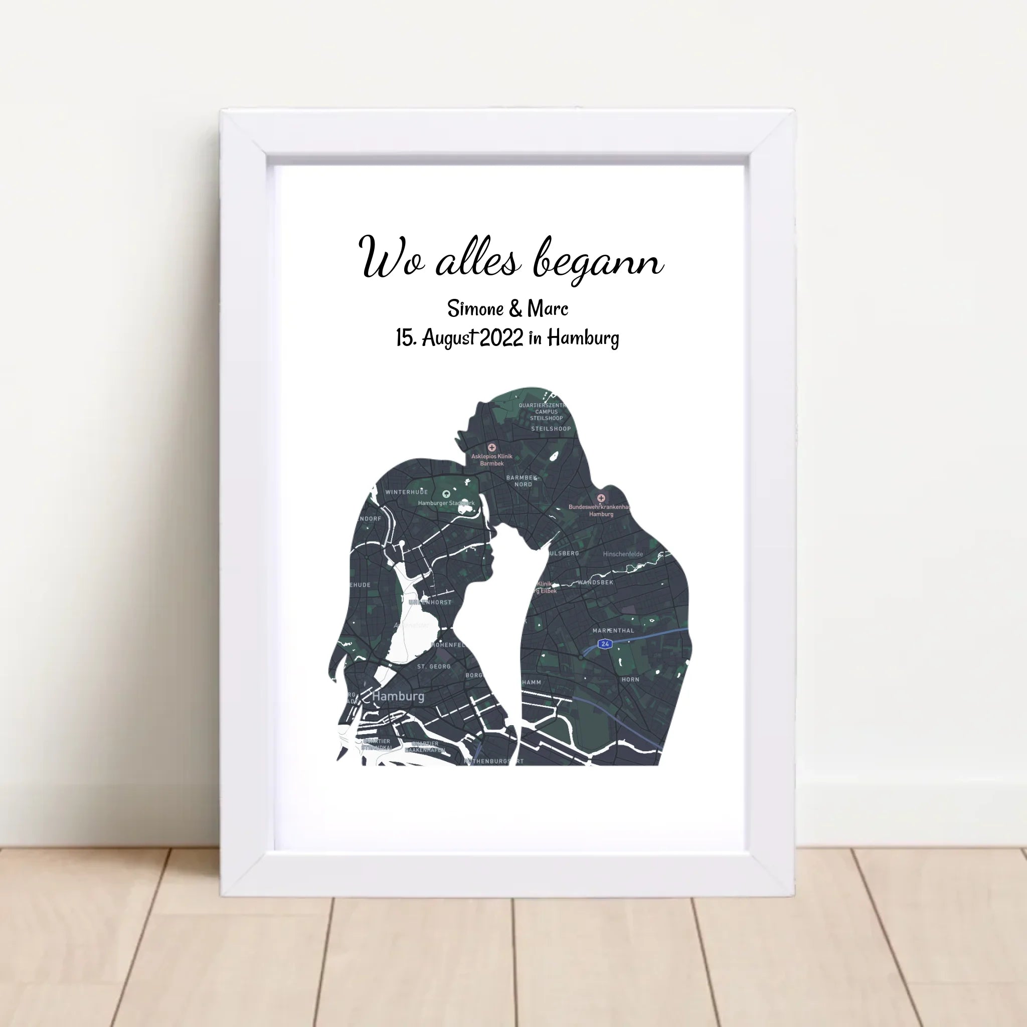 Wo alles begann Paar Stadtkarte Koordinaten Poster Geschenk zum Jahrestag & Hochzeitstag personalisiert - Cantty