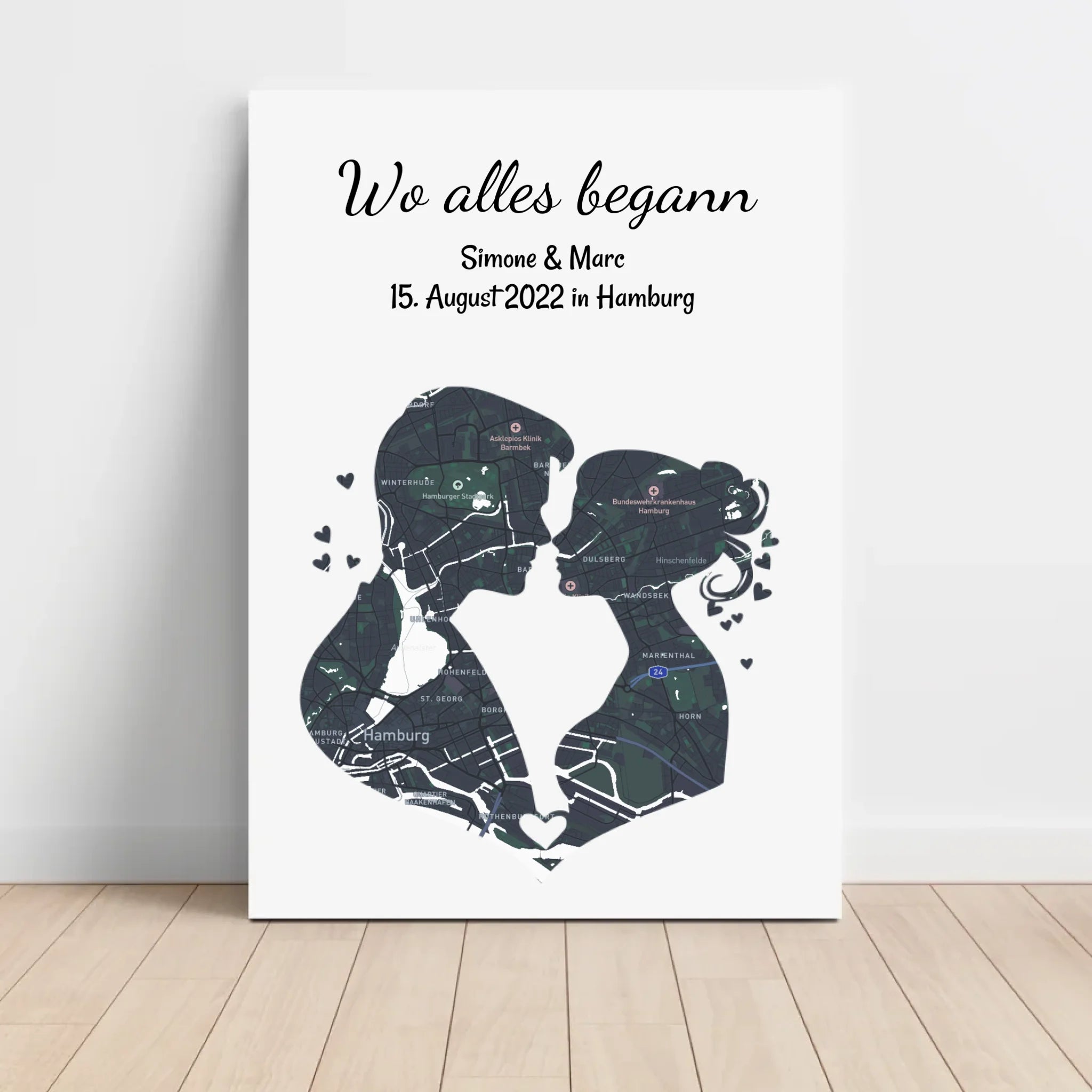 Liebespaar Jahrestagsgeschenk Straßenkarte Koordinaten Poster personalisiert - Cantty