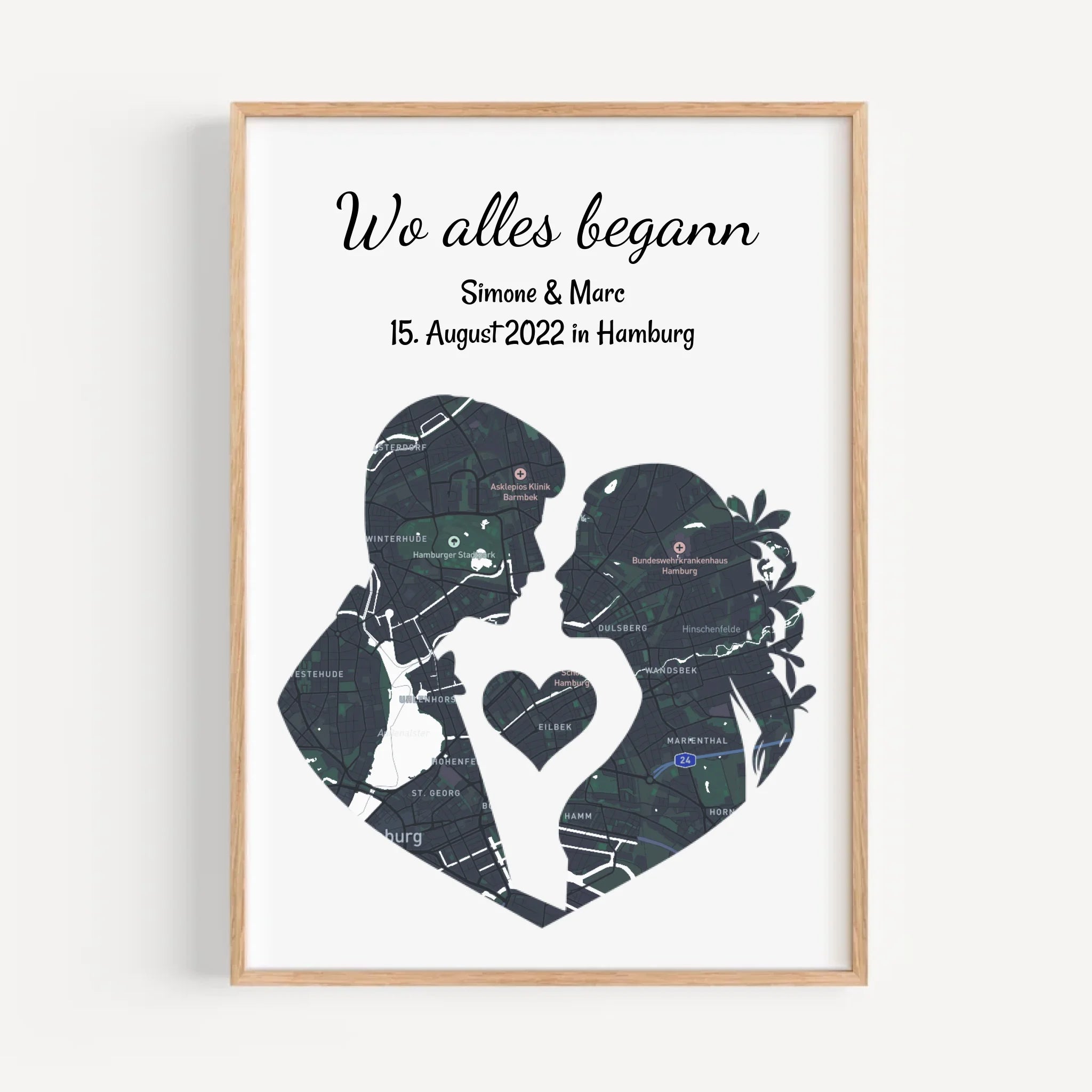 Jahrestag Poster Liebespaar Geschenk mir Stadtkarte Koordinaten personalisiert - Cantty