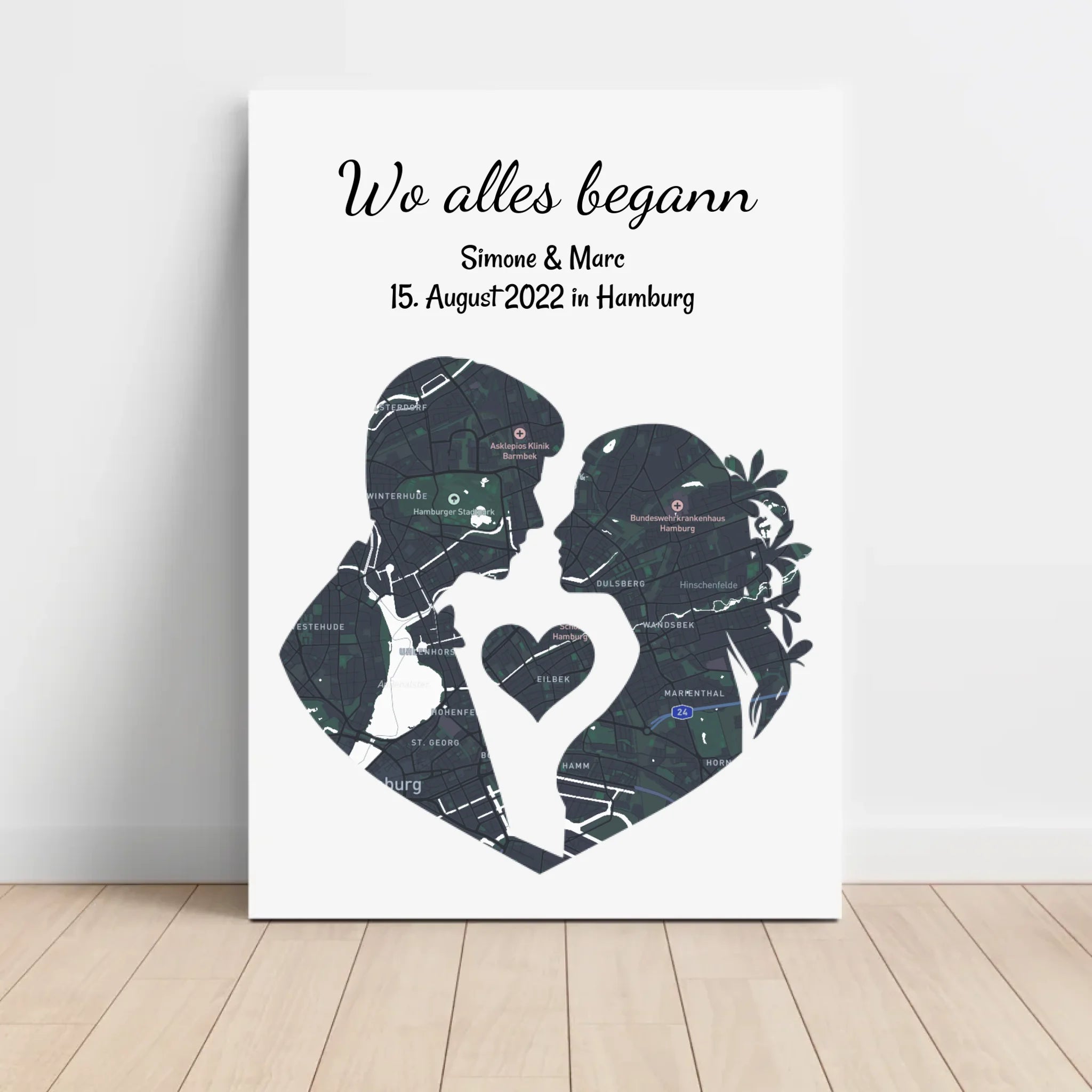 Jahrestag Poster Liebespaar Geschenk mir Stadtkarte Koordinaten personalisiert - Cantty