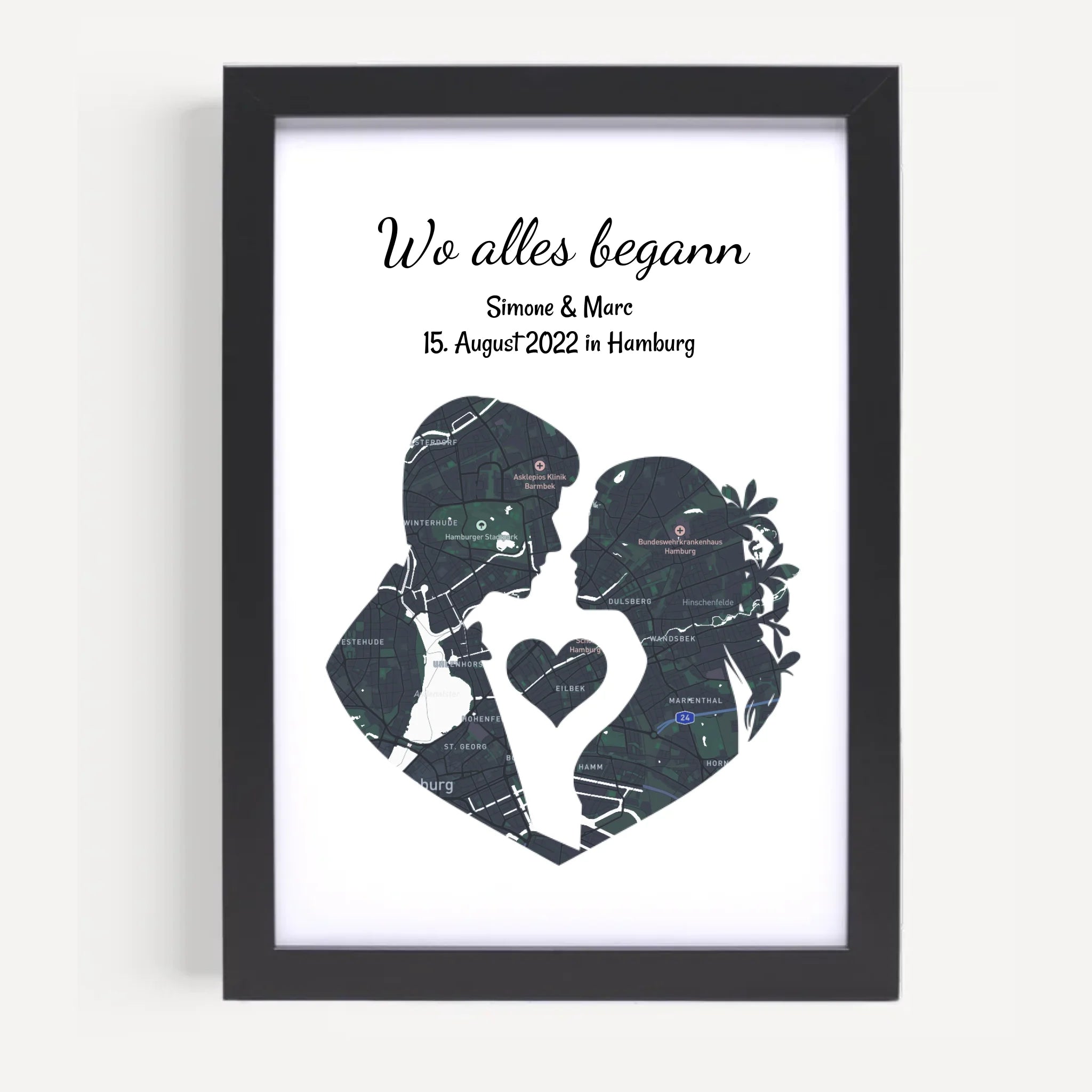 Jahrestag Poster Liebespaar Geschenk mir Stadtkarte Koordinaten personalisiert - Cantty