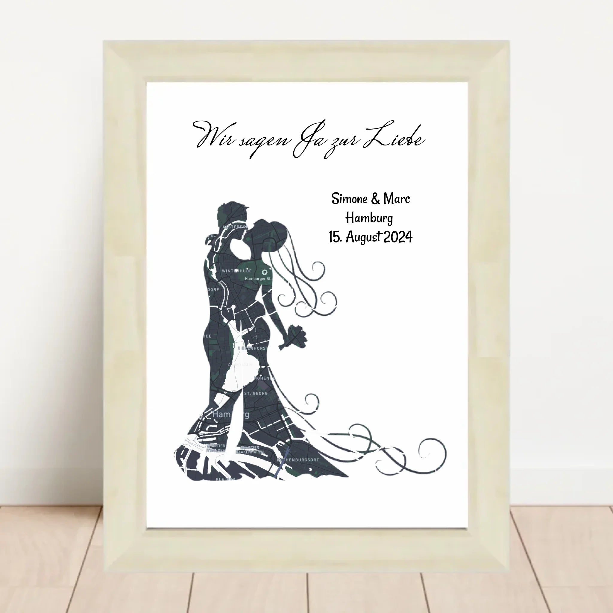 Brautpaar Koordinaten Bild Hochzeitsgeschenk Stadtkarte personalisiert - Cantty