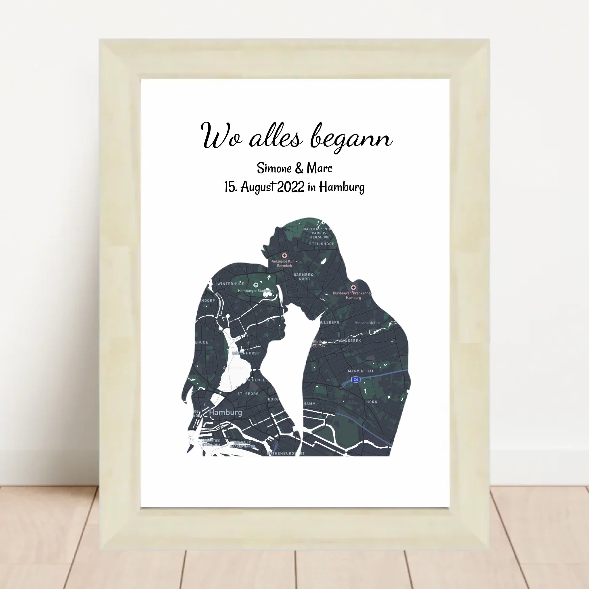 Wo alles begann Paar Stadtkarte Koordinaten Poster Geschenk zum Jahrestag & Hochzeitstag personalisiert - Cantty
