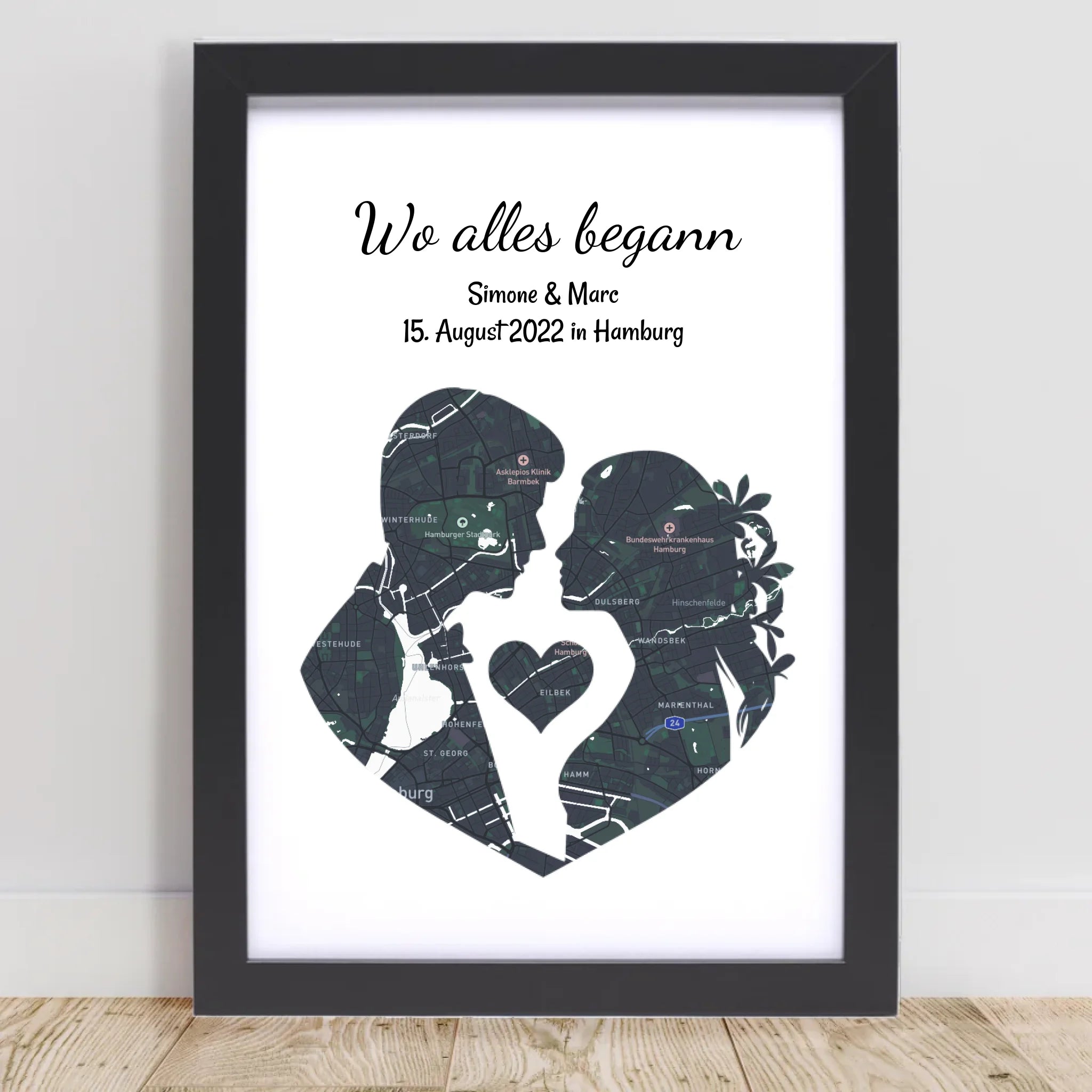 Jahrestag Poster Liebespaar Geschenk mir Stadtkarte Koordinaten personalisiert - Cantty