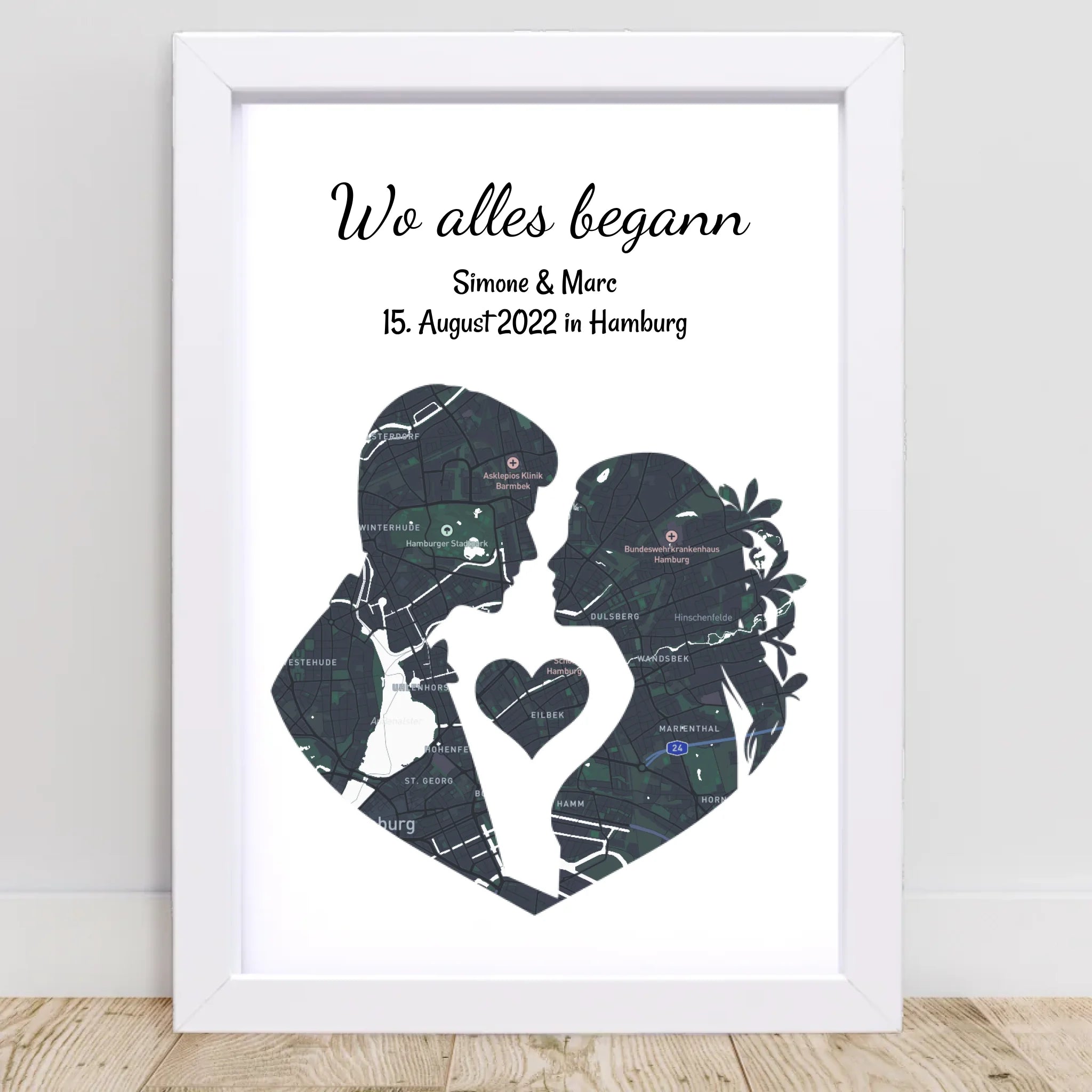 Jahrestag Poster Liebespaar Geschenk mir Stadtkarte Koordinaten personalisiert - Cantty