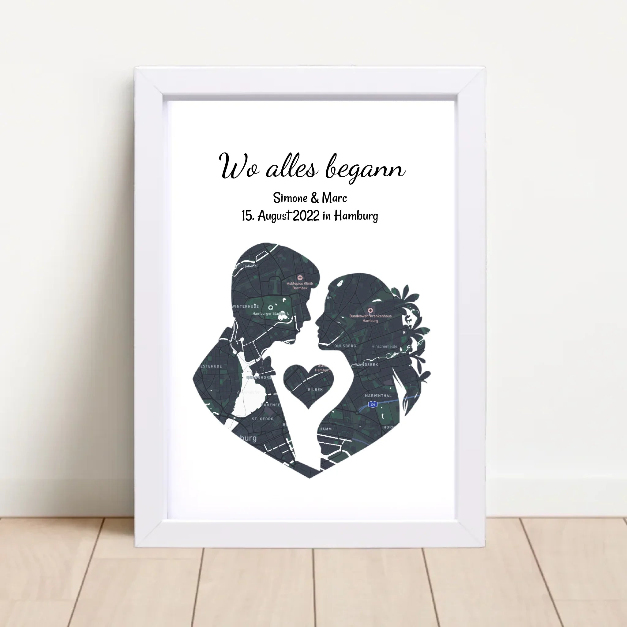 Jahrestag Poster Liebespaar Geschenk mir Stadtkarte Koordinaten personalisiert - Cantty