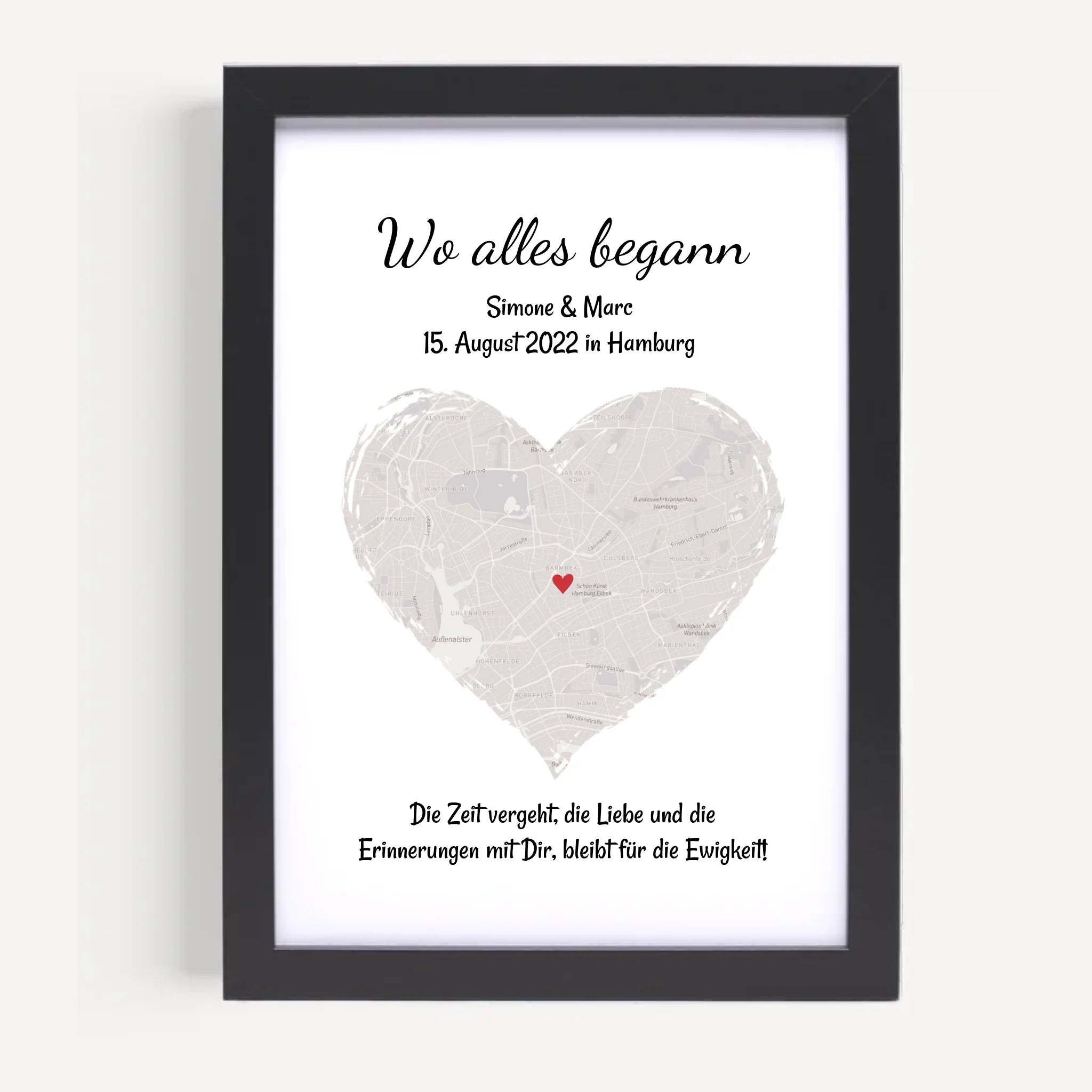 Erinnerungsgeschenk "Wo alles begann" Stadtkarte personalisiert, Koordinaten Bild Verlobung Jahrestag Hochzeitsgeschenk Poster - Cantty