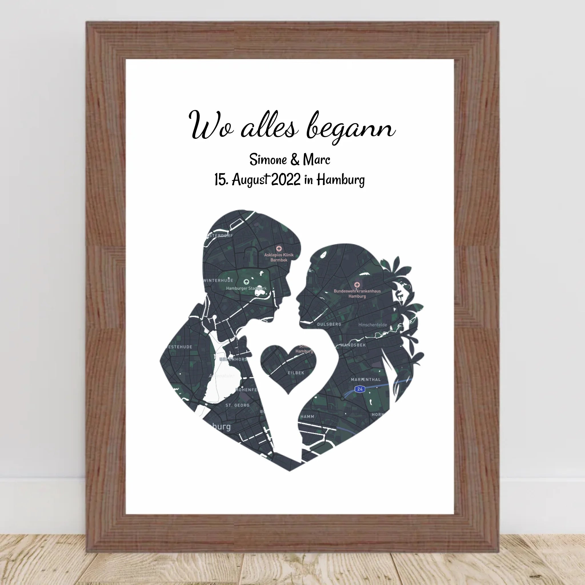 Jahrestag Poster Liebespaar Geschenk mir Stadtkarte Koordinaten personalisiert - Cantty