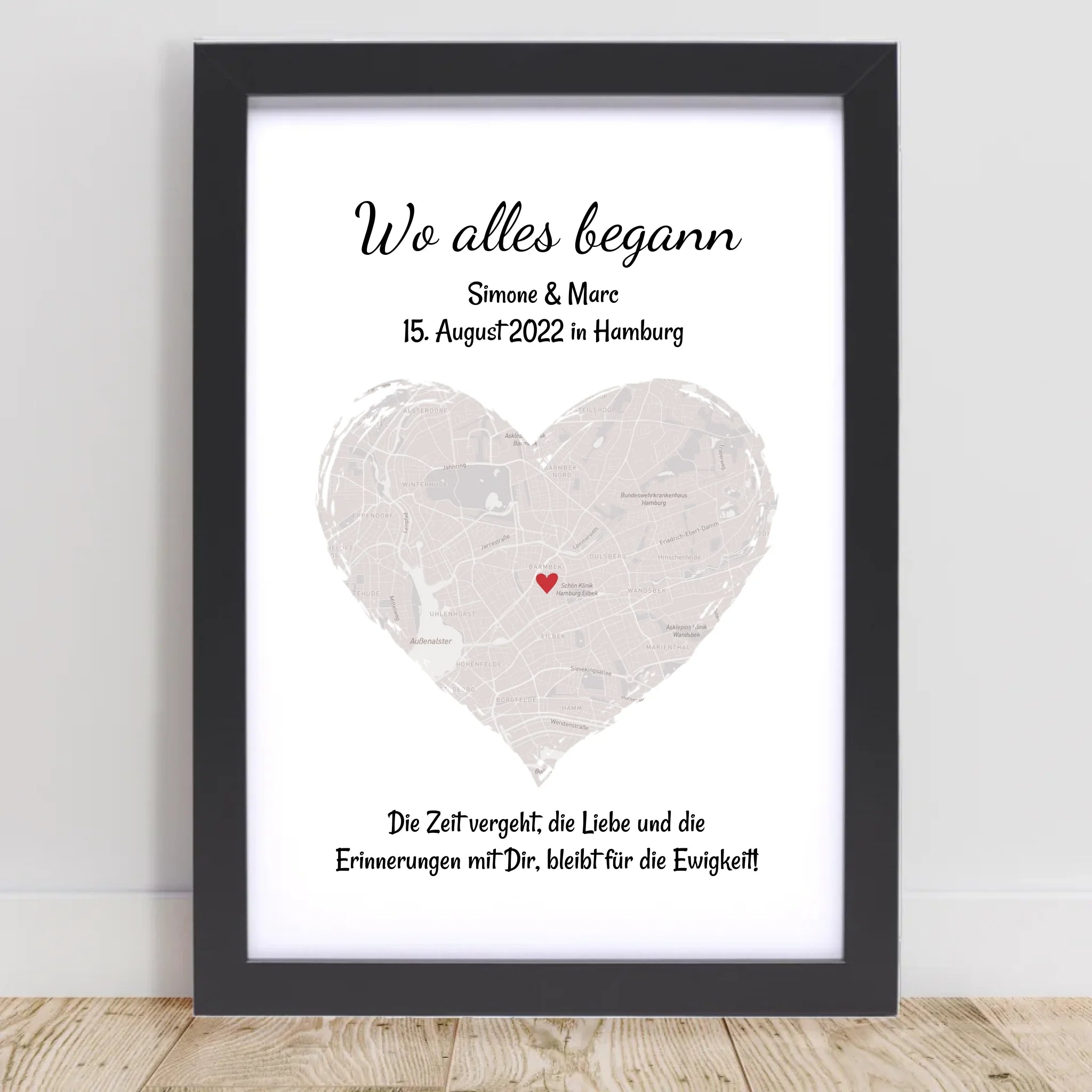 Erinnerungsgeschenk "Wo alles begann" Stadtkarte personalisiert, Koordinaten Bild Verlobung Jahrestag Hochzeitsgeschenk Poster - Cantty