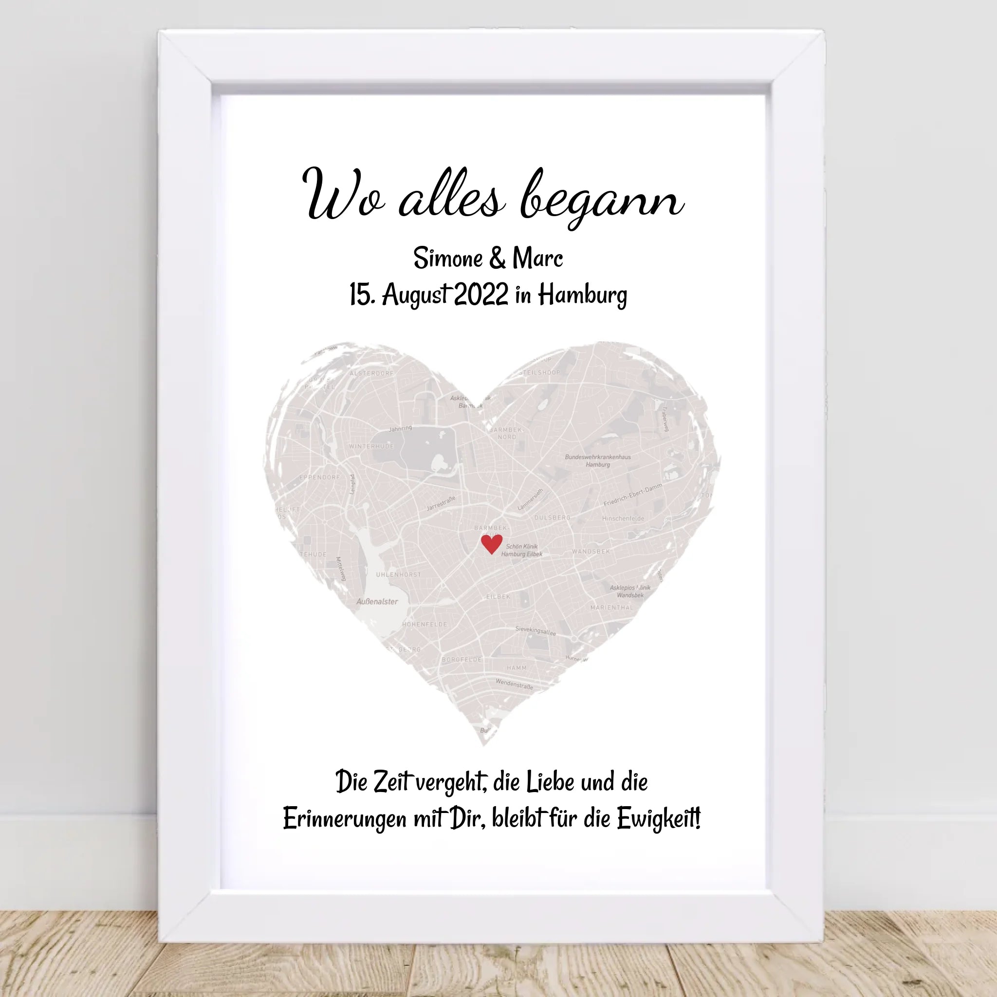 Erinnerungsgeschenk "Wo alles begann" Stadtkarte personalisiert, Koordinaten Bild Verlobung Jahrestag Hochzeitsgeschenk Poster - Cantty