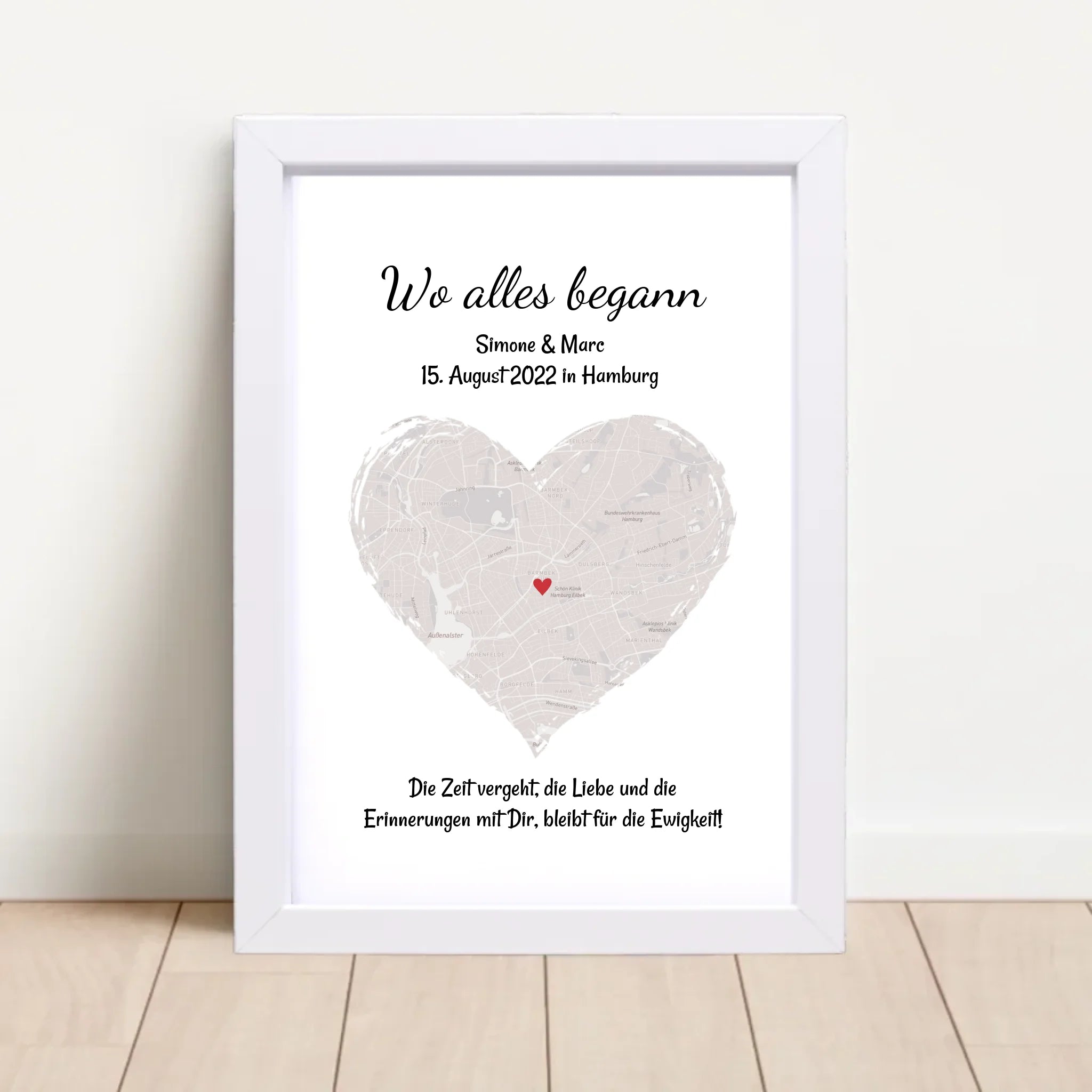 Erinnerungsgeschenk "Wo alles begann" Stadtkarte personalisiert, Koordinaten Bild Verlobung Jahrestag Hochzeitsgeschenk Poster - Cantty