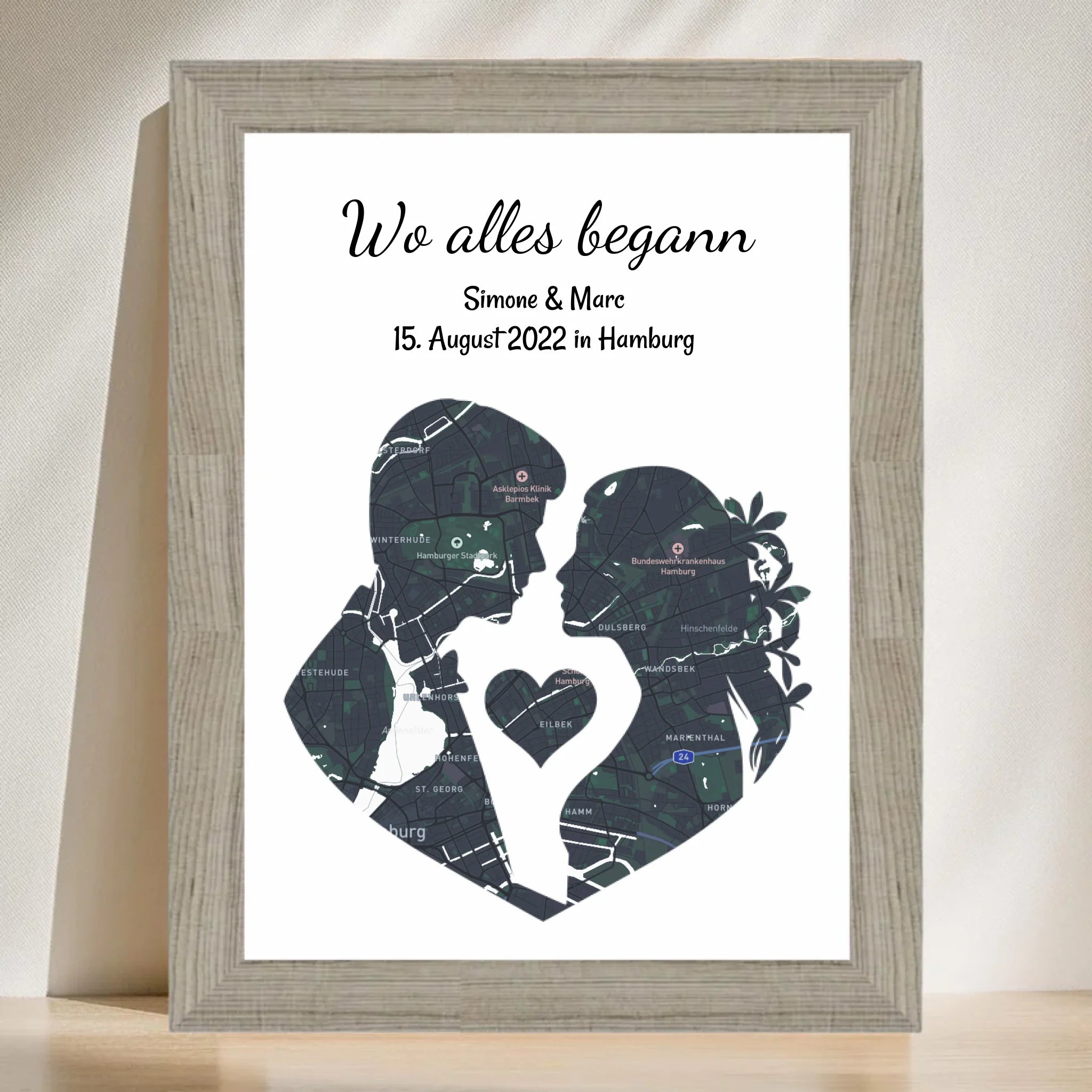 Jahrestag Poster Liebespaar Geschenk mir Stadtkarte Koordinaten personalisiert - Cantty