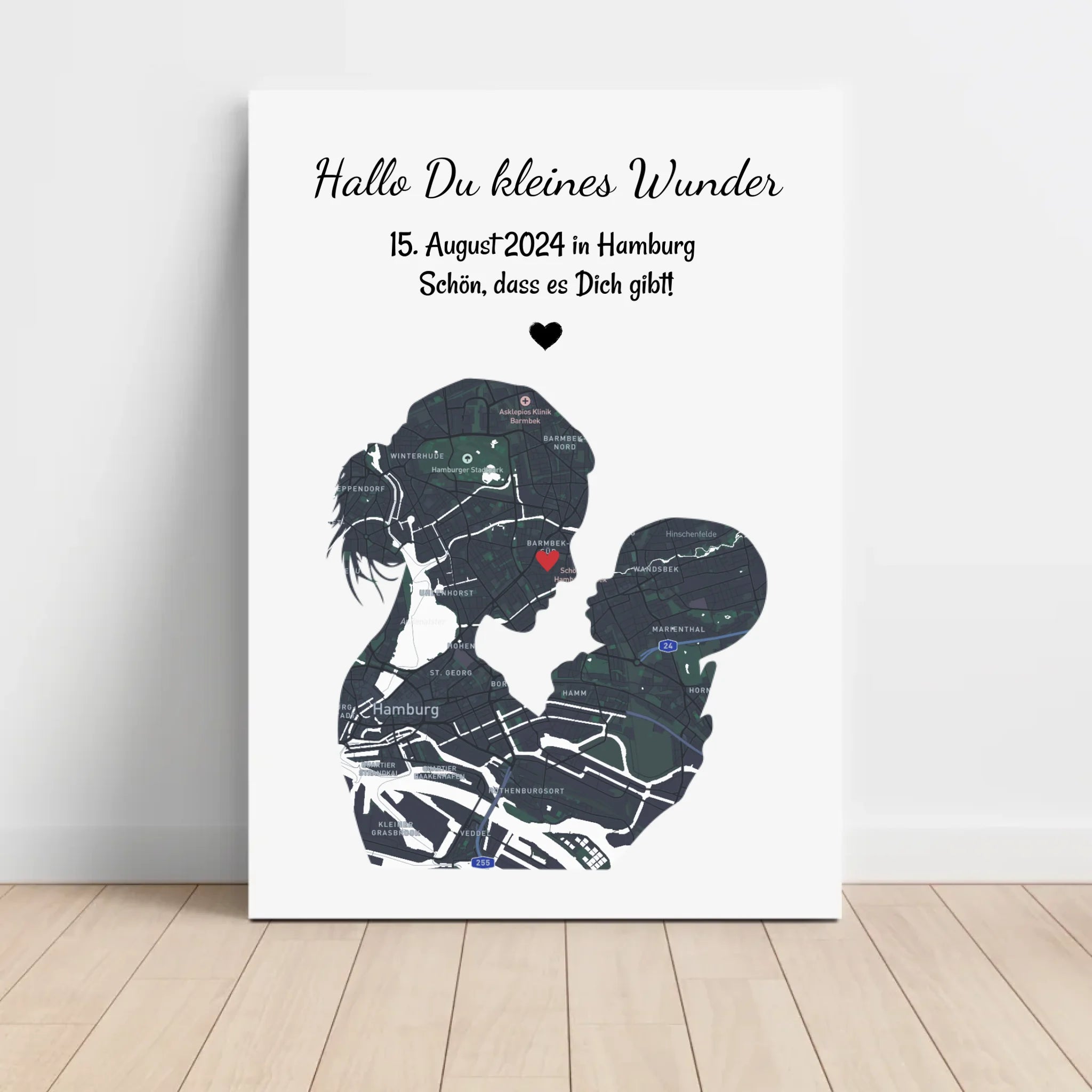 Geschenk zur Geburt Mutter und Baby Koordinaten Stadtkarte Poster personalisiert - Cantty