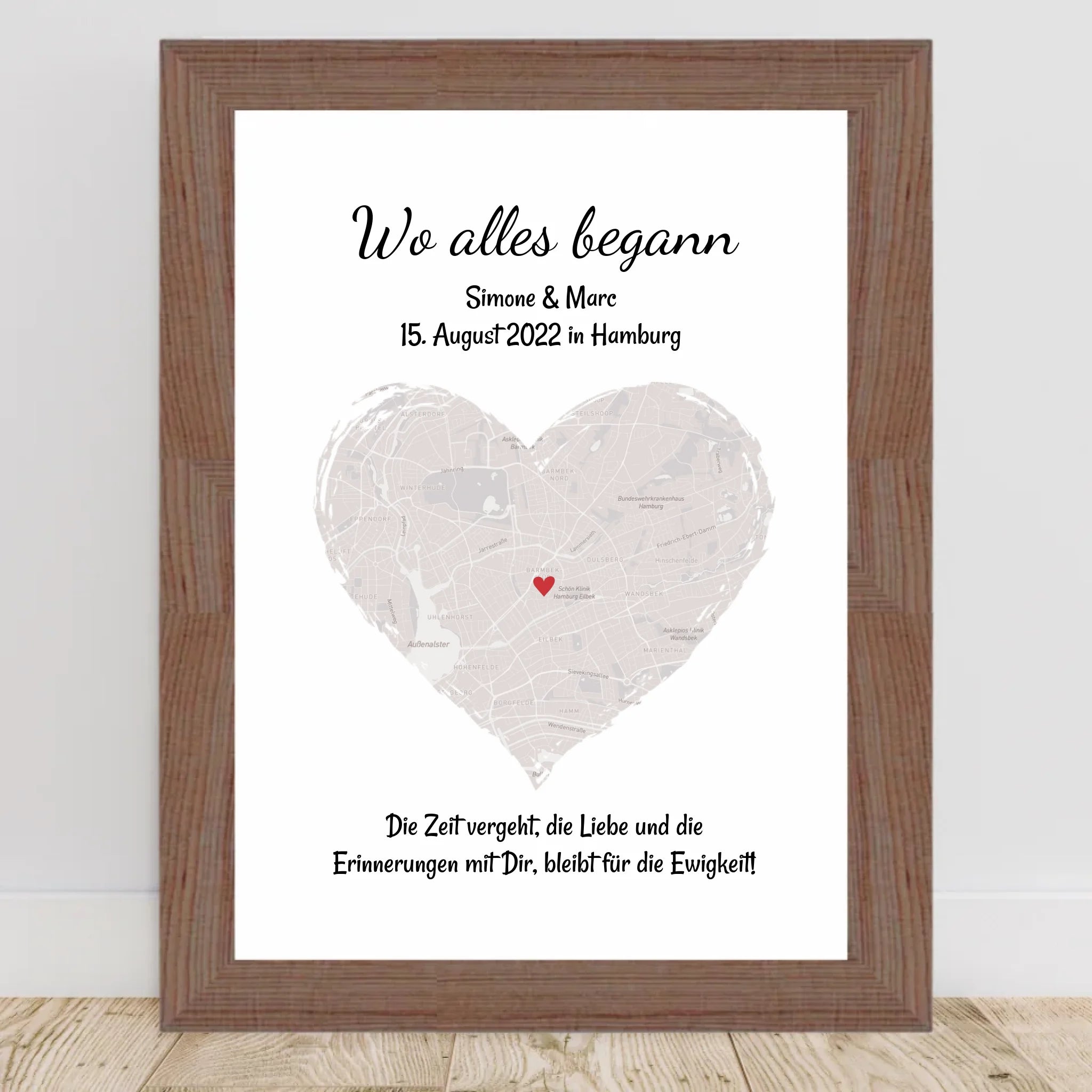 Erinnerungsgeschenk "Wo alles begann" Stadtkarte personalisiert, Koordinaten Bild Verlobung Jahrestag Hochzeitsgeschenk Poster - Cantty